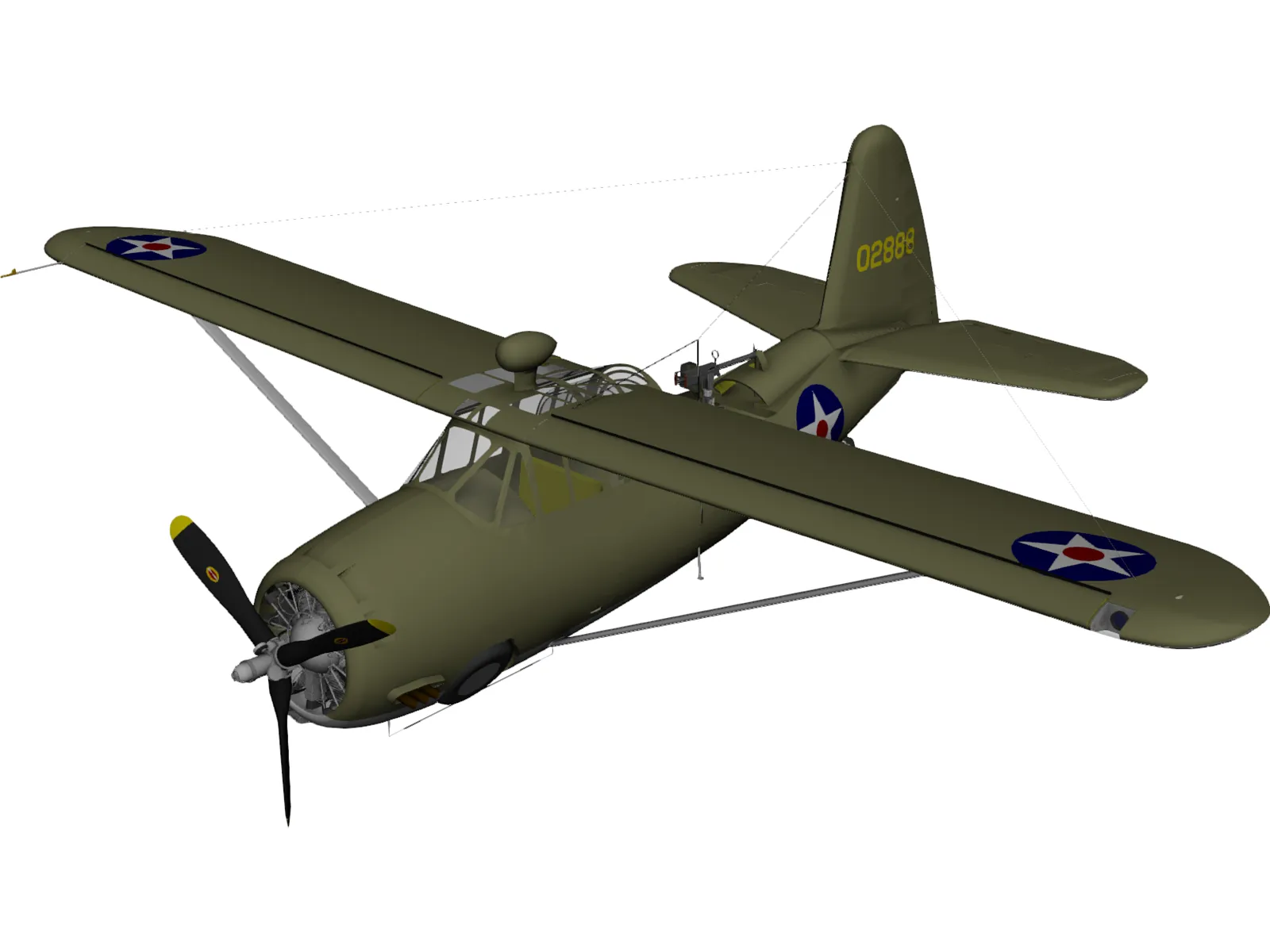 Curtiss O-52 Owl 3D Model main preview