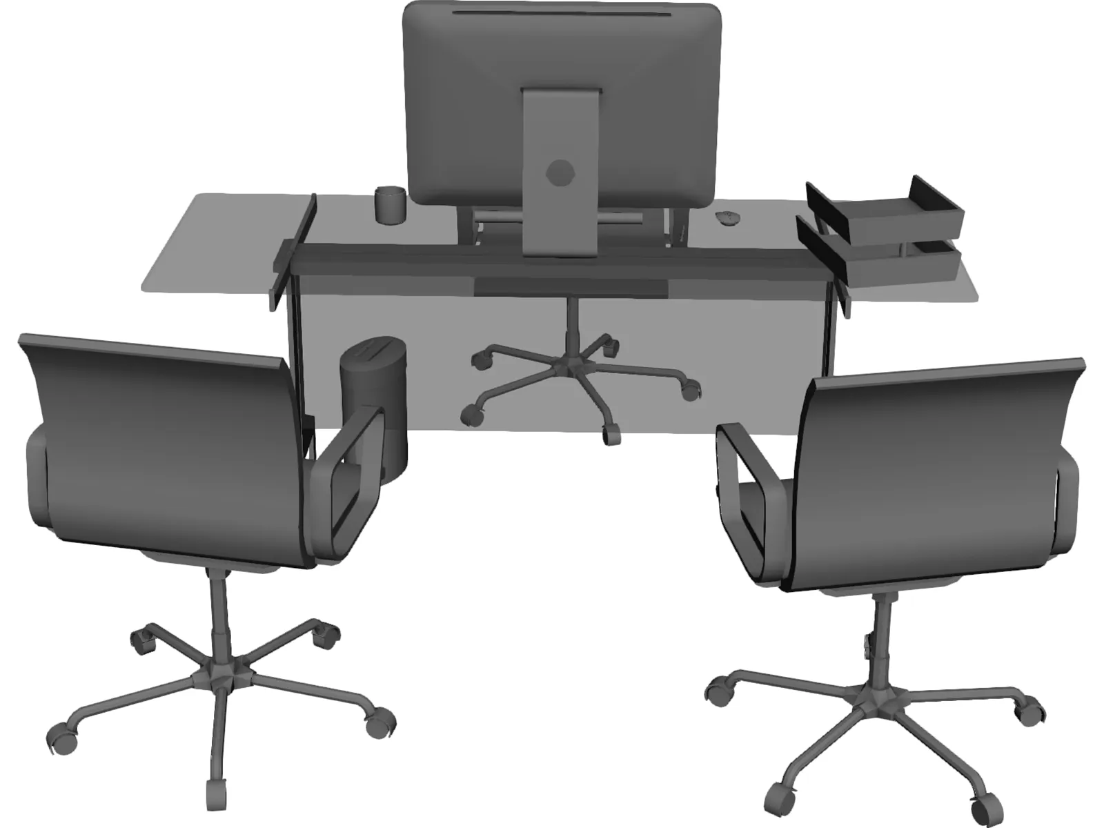 Office Desk and Chairs 3D Model main preview