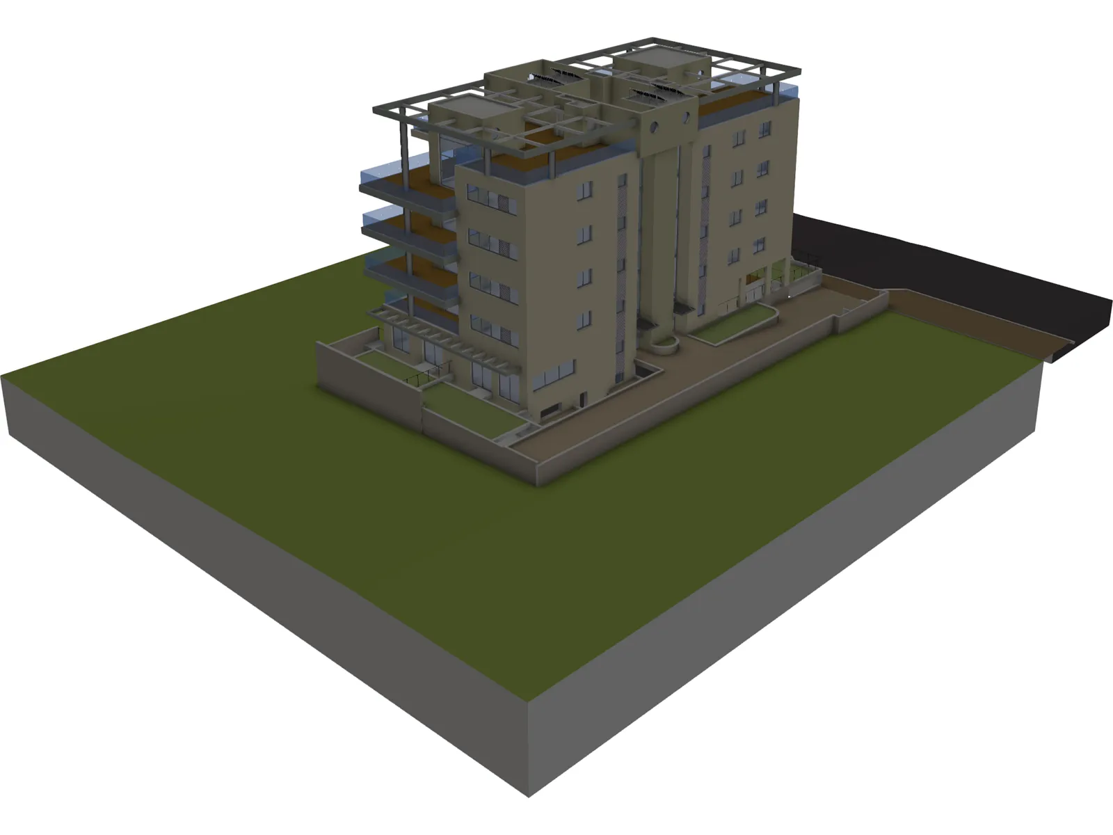 Apartment Building 3D Model main preview
