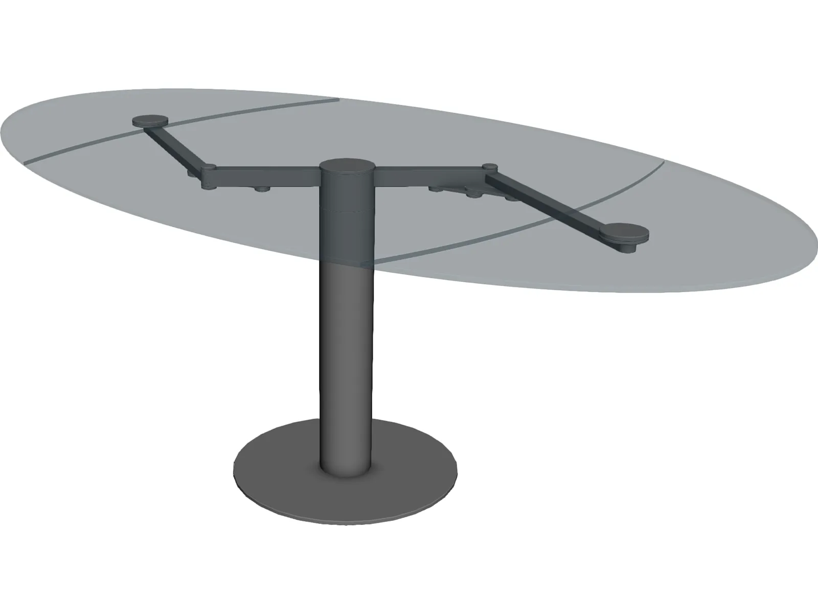 Oval Glass Table 3D Model main preview