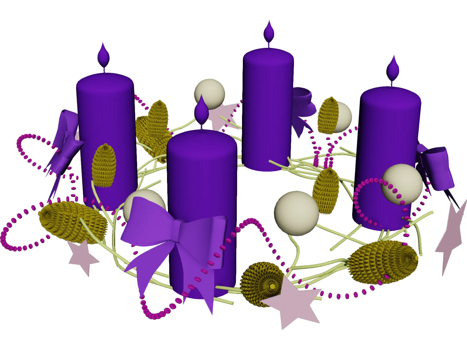Christmas Candles 3D Model main preview