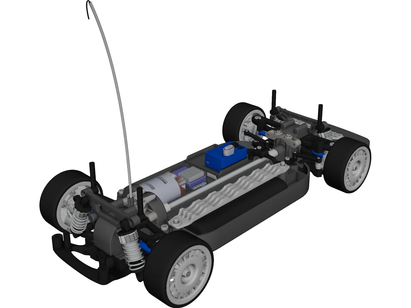 Tamiya TT01 RC Car Chassis 3D Model main preview