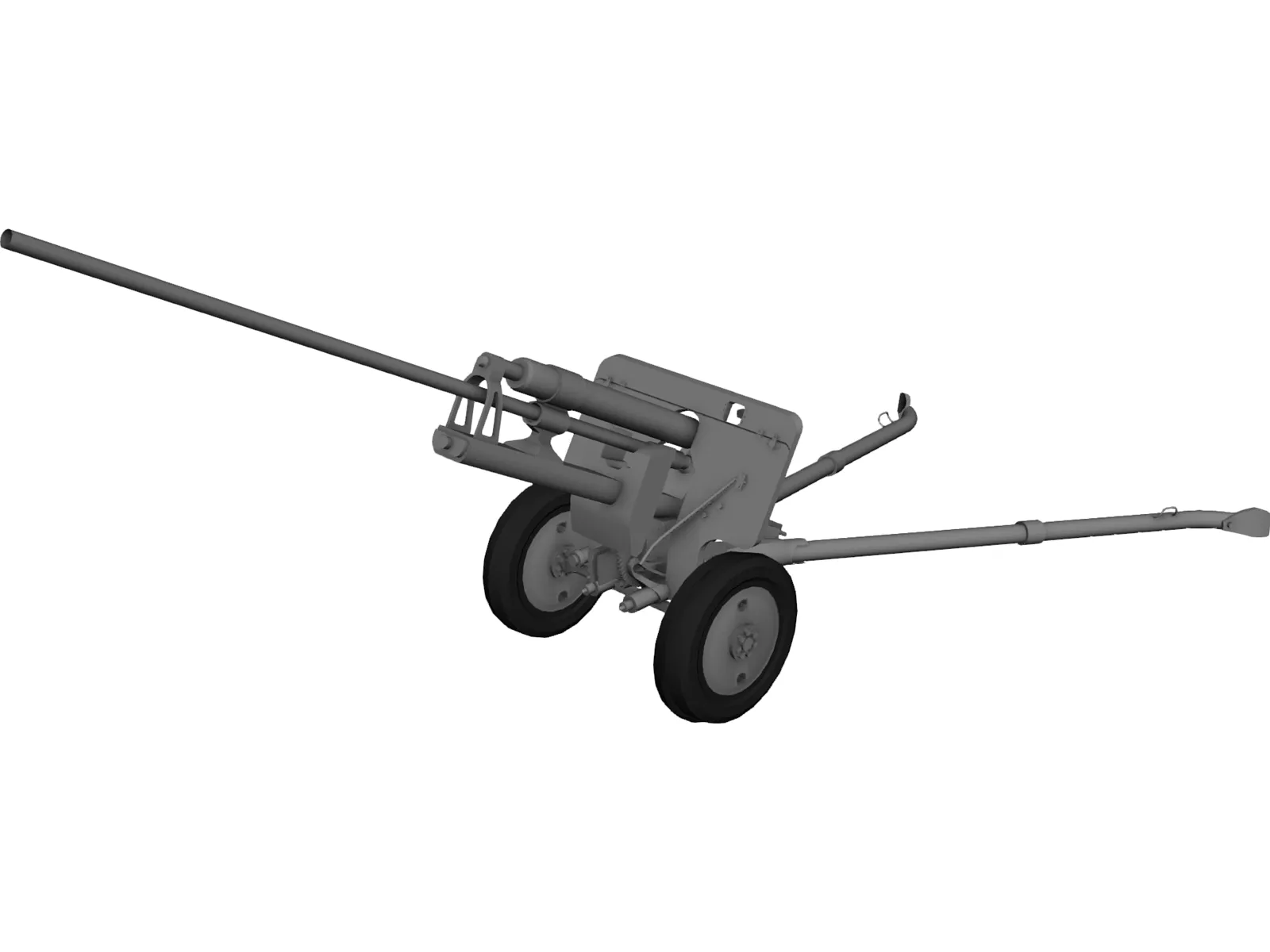 ZiS-2 57mm Anti-Tank Gun M1943 3D Model main preview