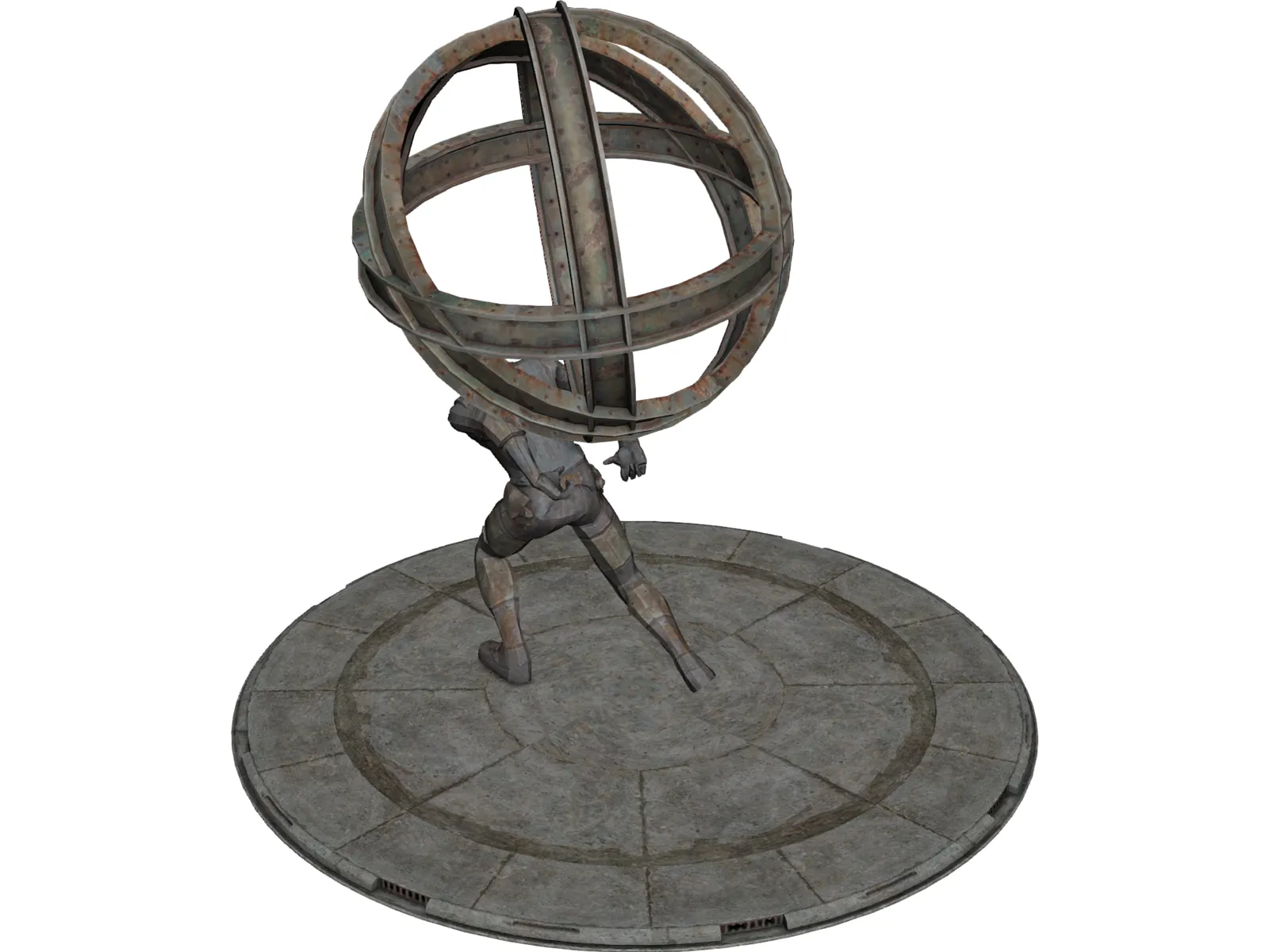 Ruins Statue 3D Model main preview