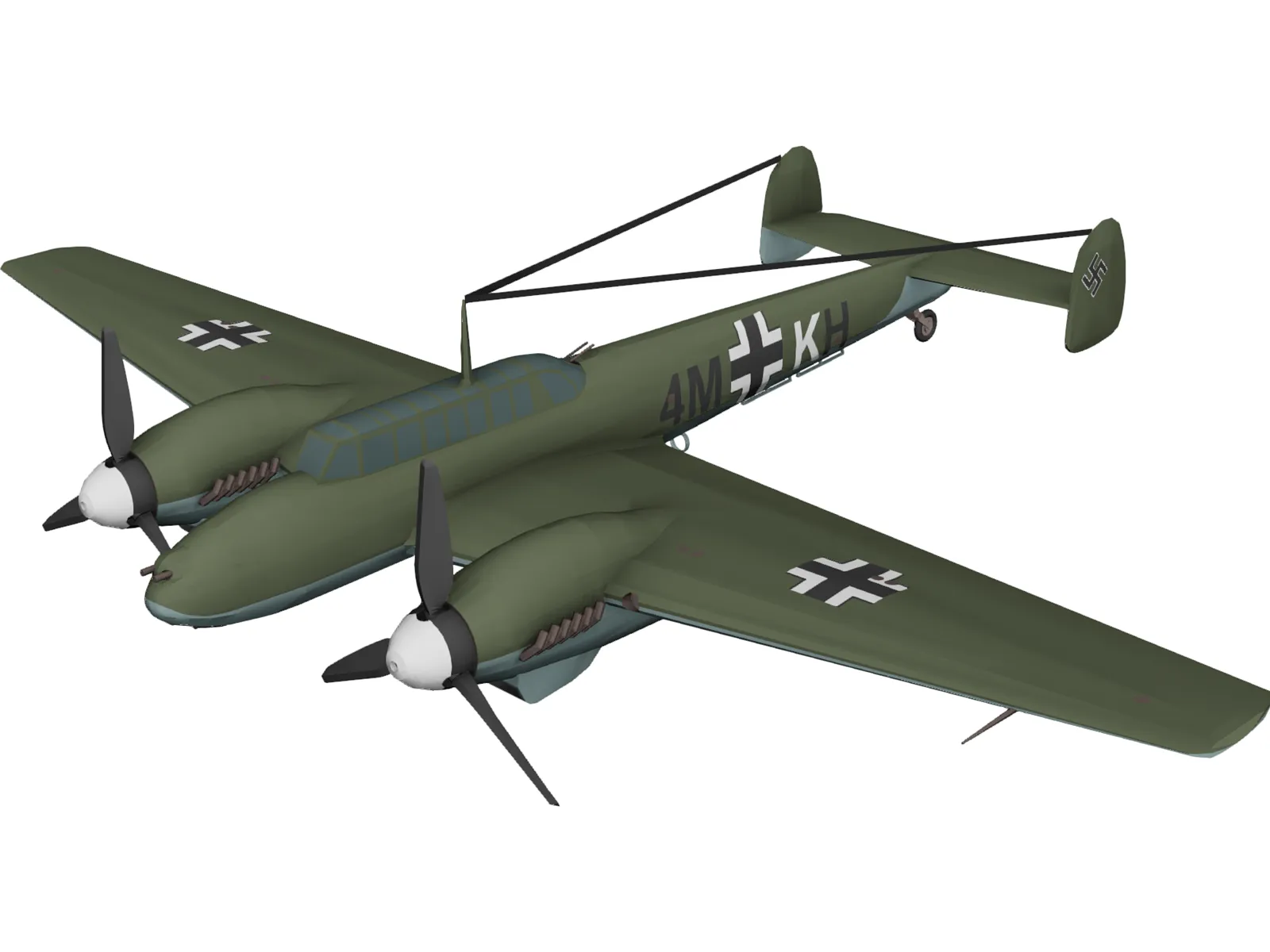 Messerschmitt BF-110 Winter Camo 3D Model main preview