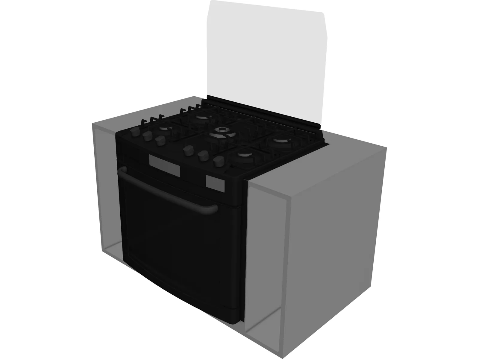 Stove Built-in 5 Burner 3D Model main preview