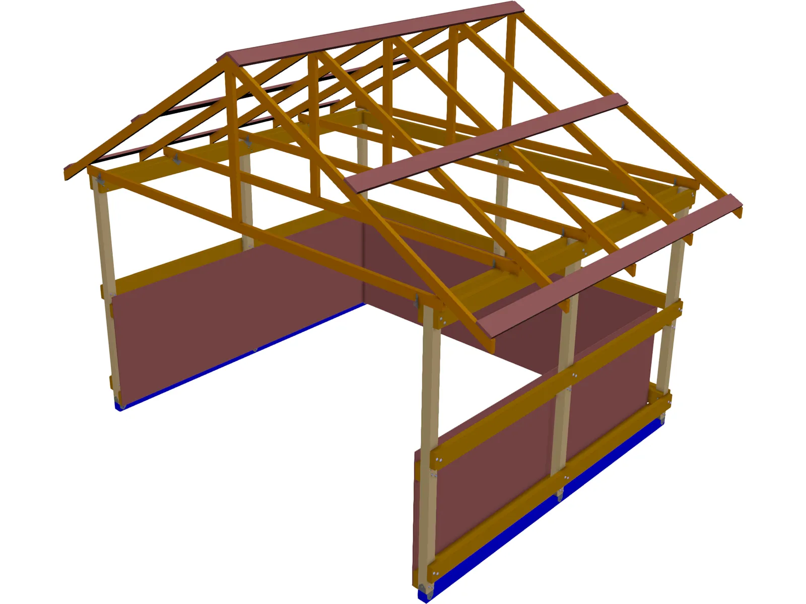 Shed Framing Run-in 3D Model main preview