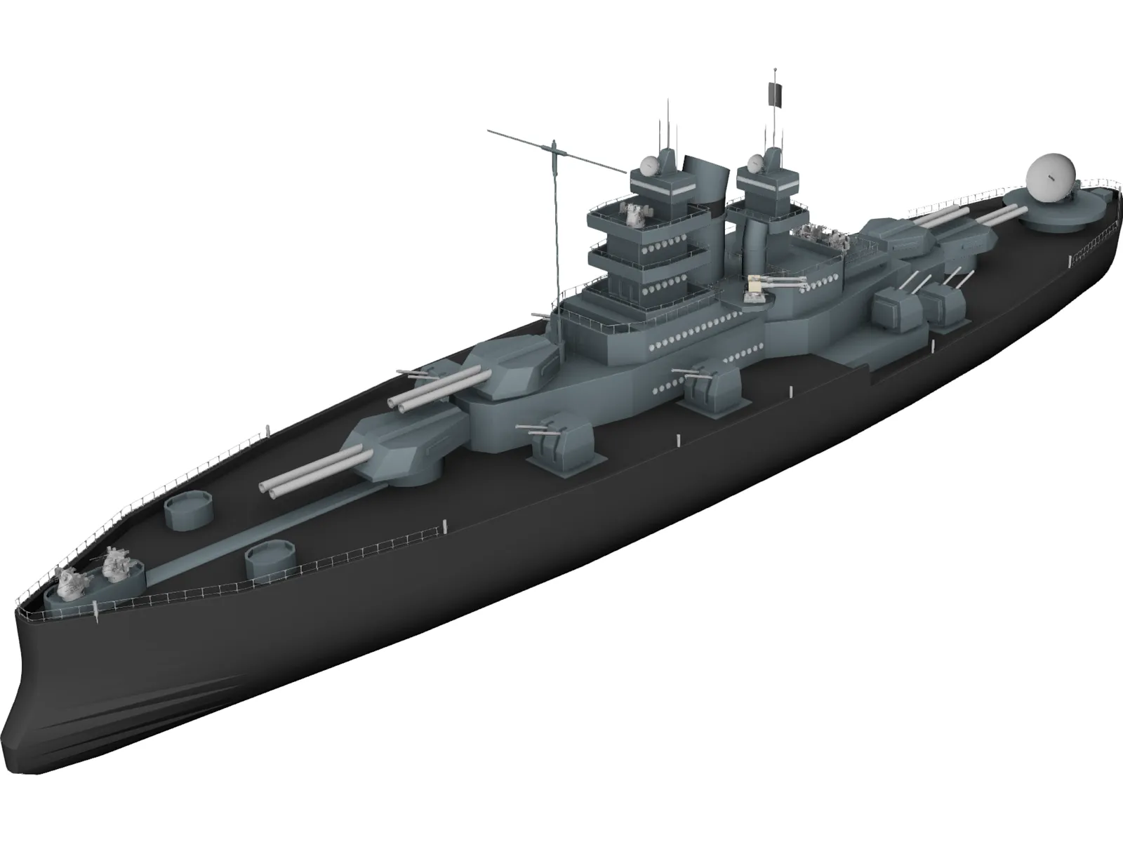 USS Nevada (BB-36) 3D Model main preview