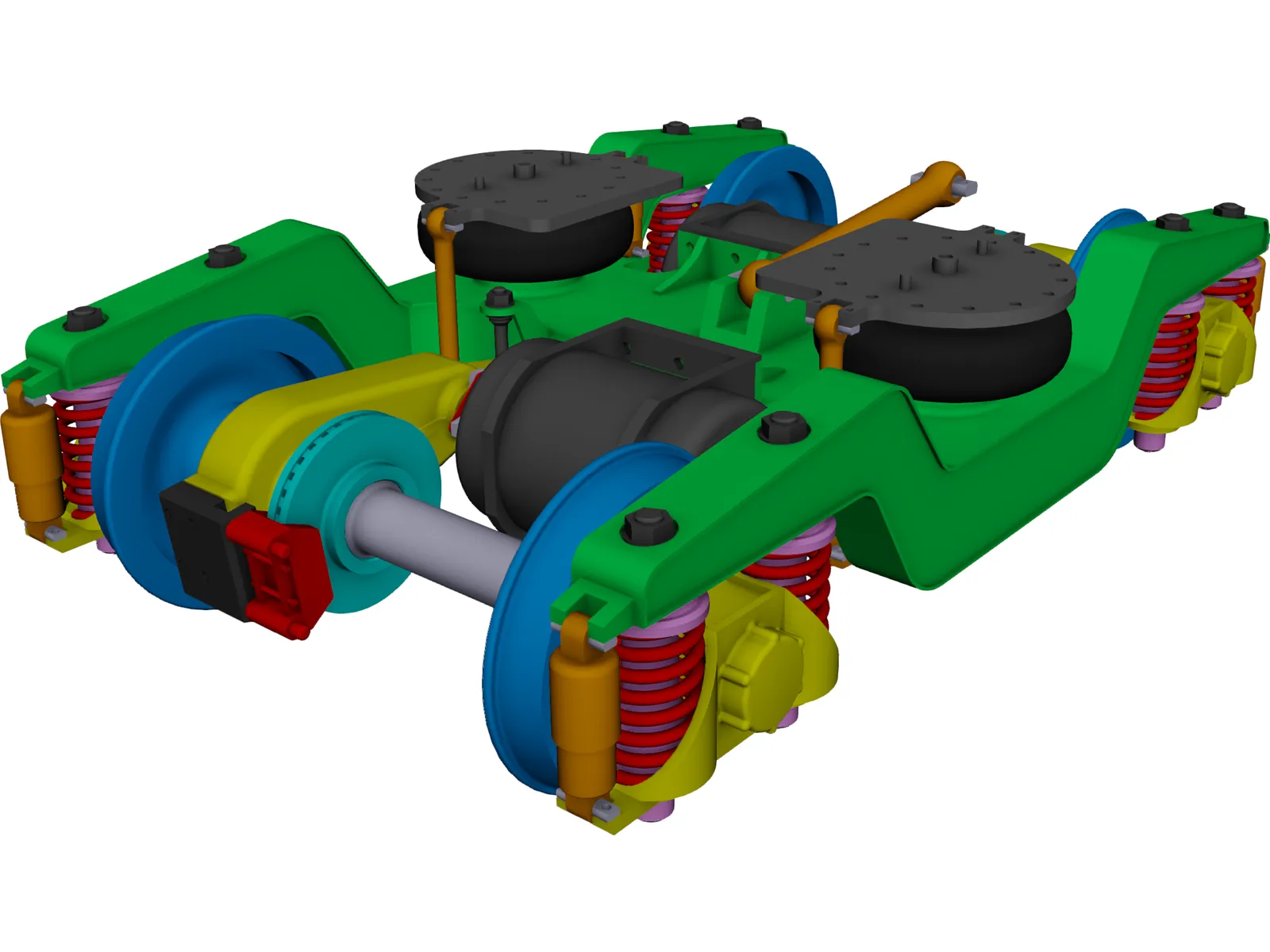 2 Axle Traction Rail Bogie 3D Model main preview