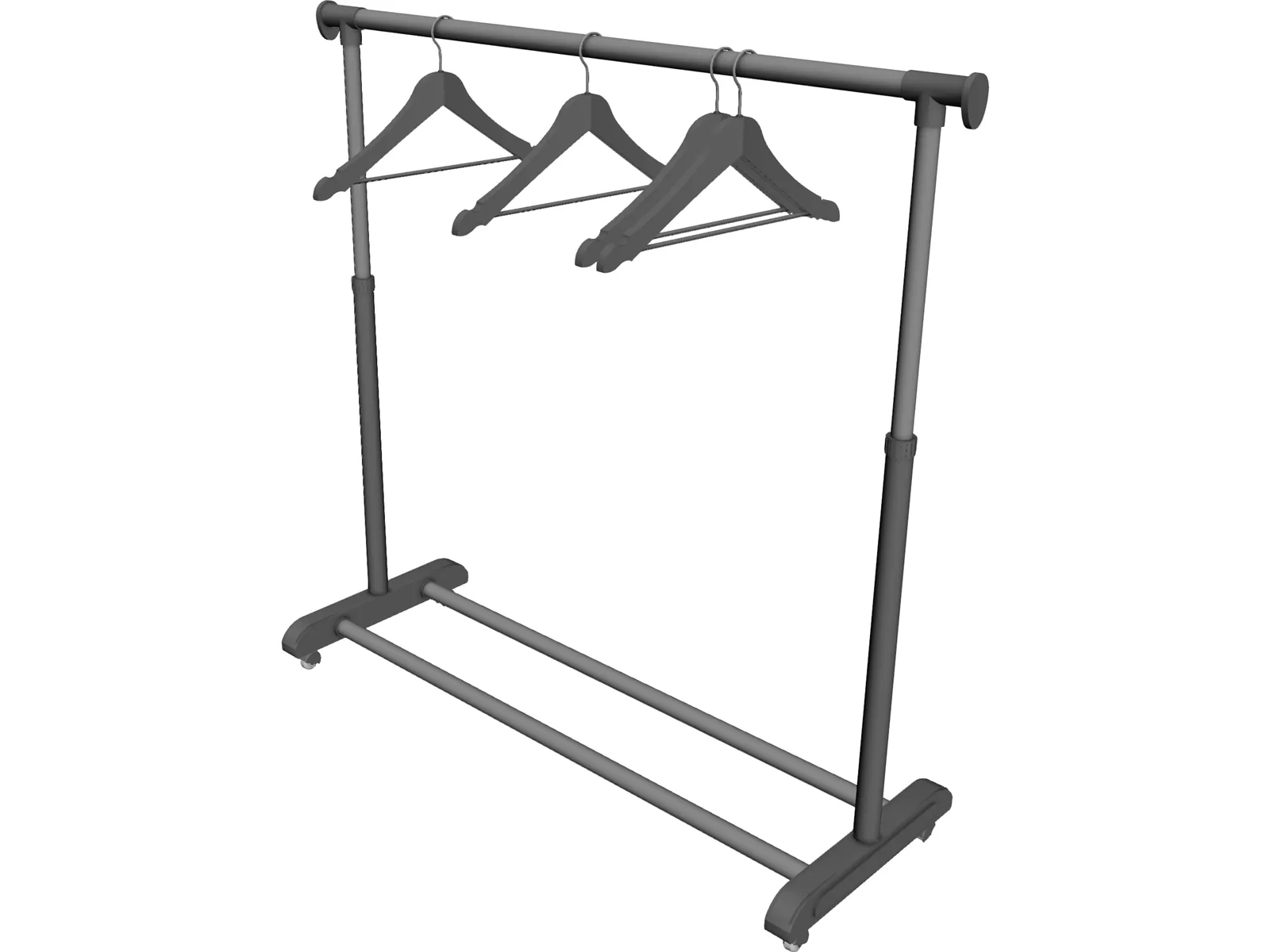 Clothes Rack with Hangers 3D Model main preview