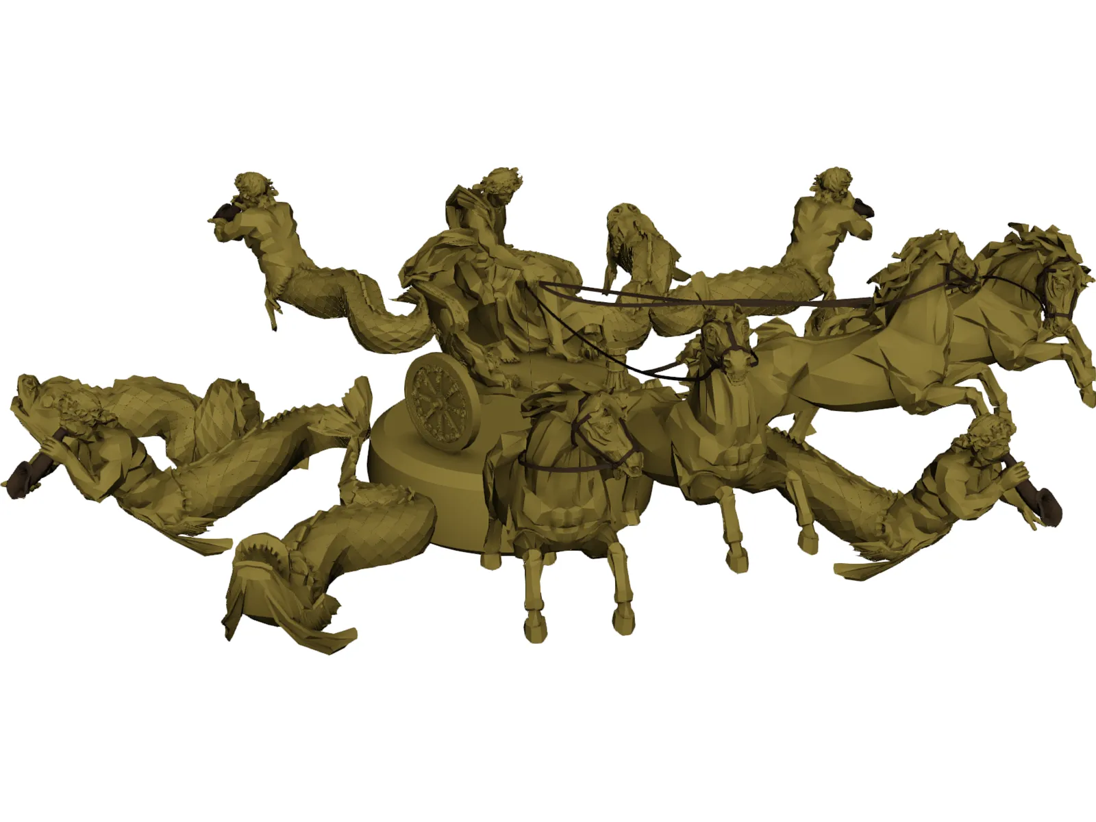 Chariot with Horses and other Creatures 3D Model main preview