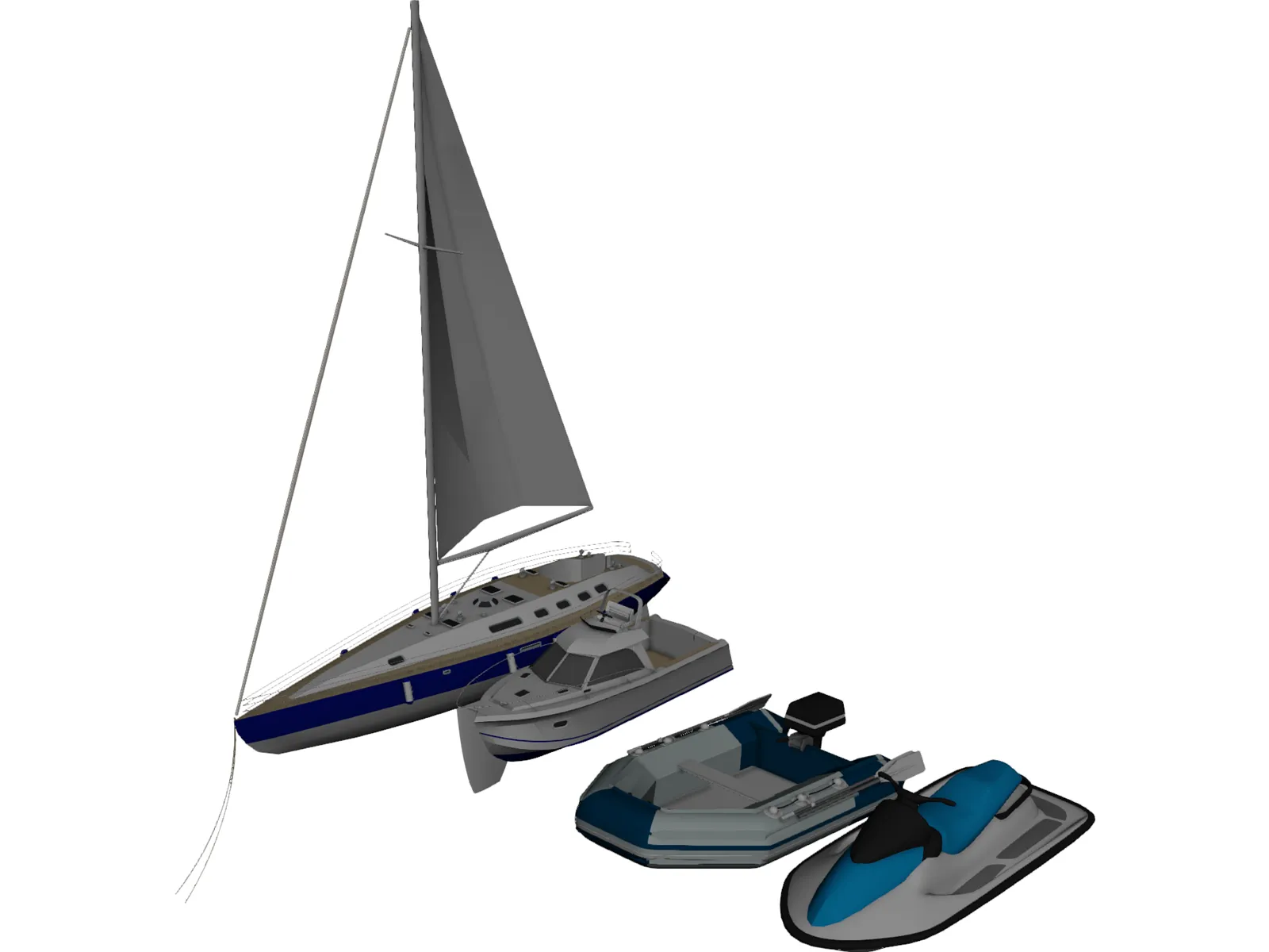 Boats Collection 3D Model main preview