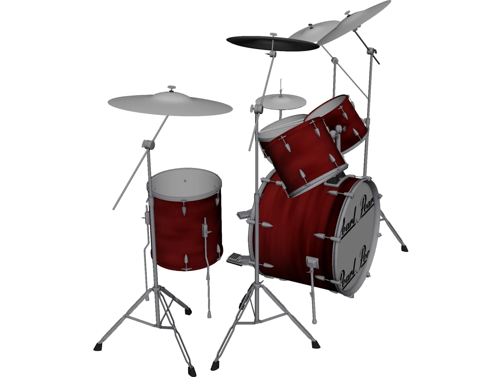 Pearl Drum Kit 3D Model main preview