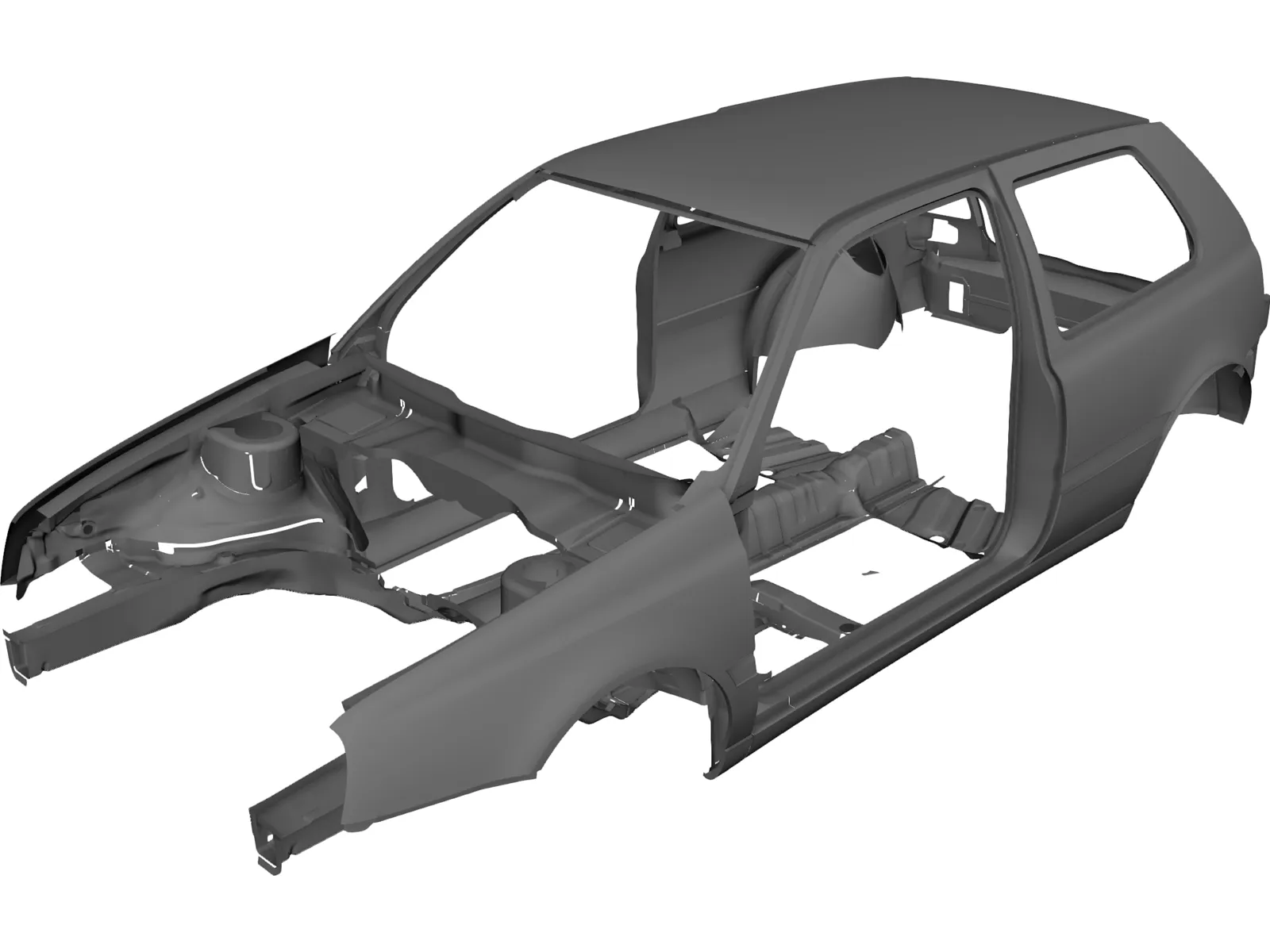 Volkswagen Golf Body 3D Model main preview