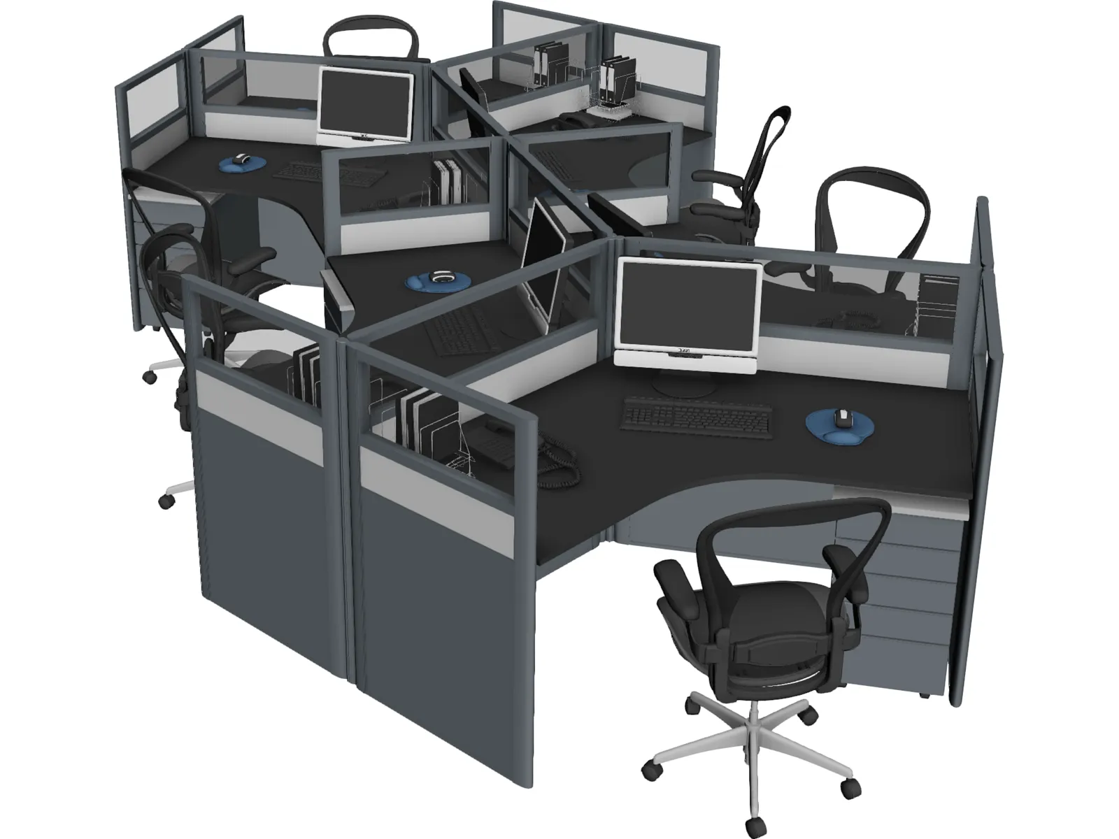 Office Table Workspace 3D Model main preview