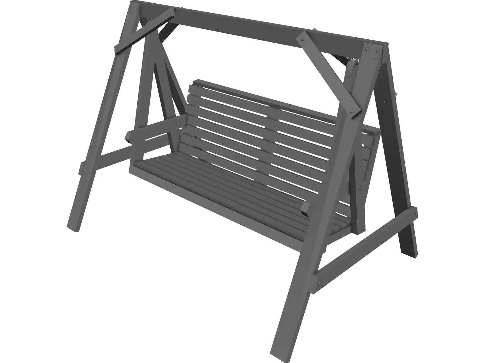 Garden Swing Bench 3D Model main preview