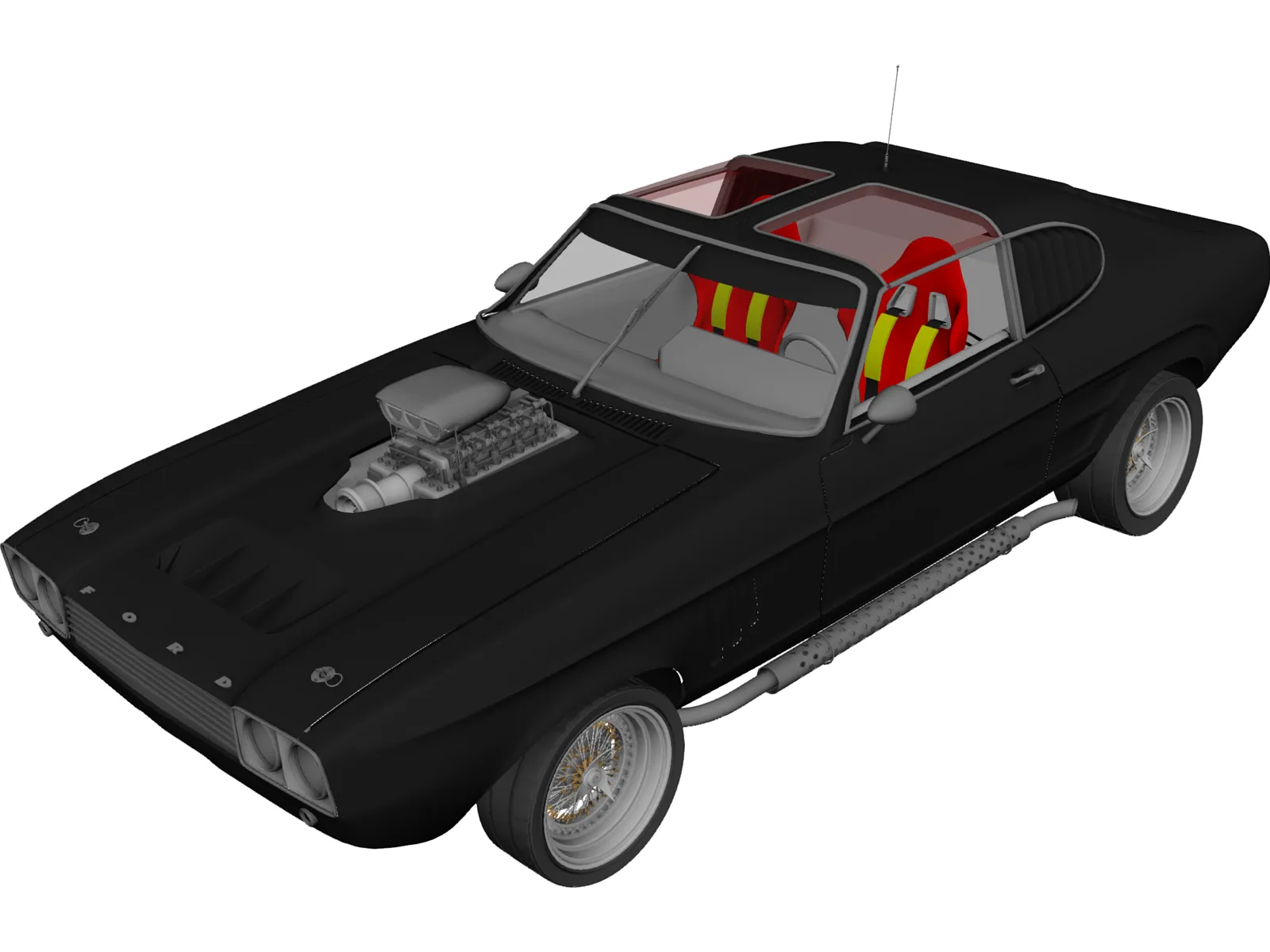 Ford Capri Muscle Car 3D Model main preview