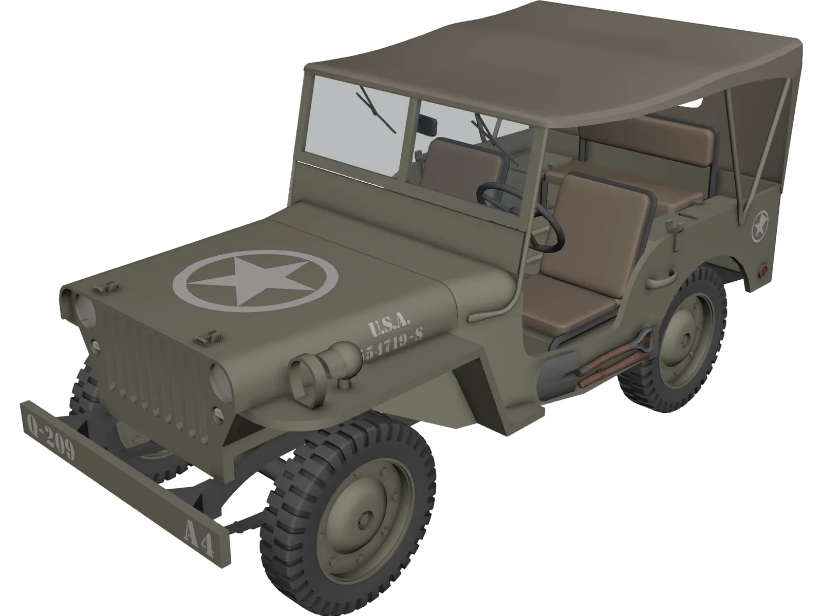 Jeep Willys 3D Model main preview