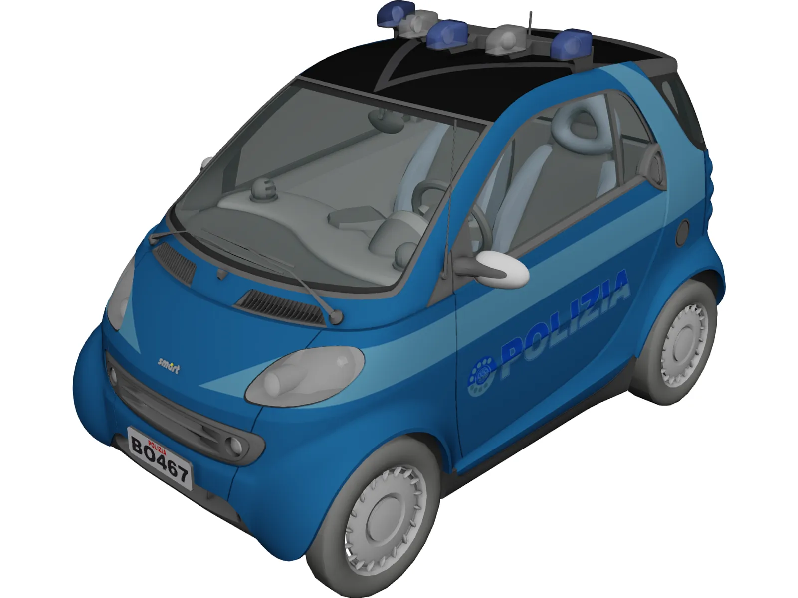SMART Police Car 3D Model main preview