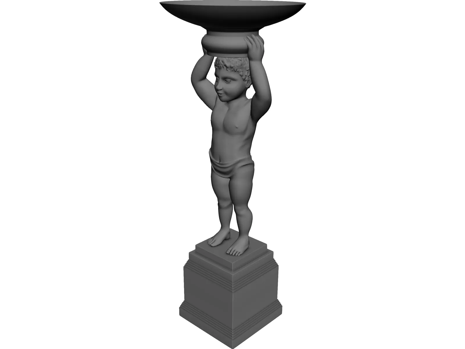 Dolphin Statue 3D Model main preview