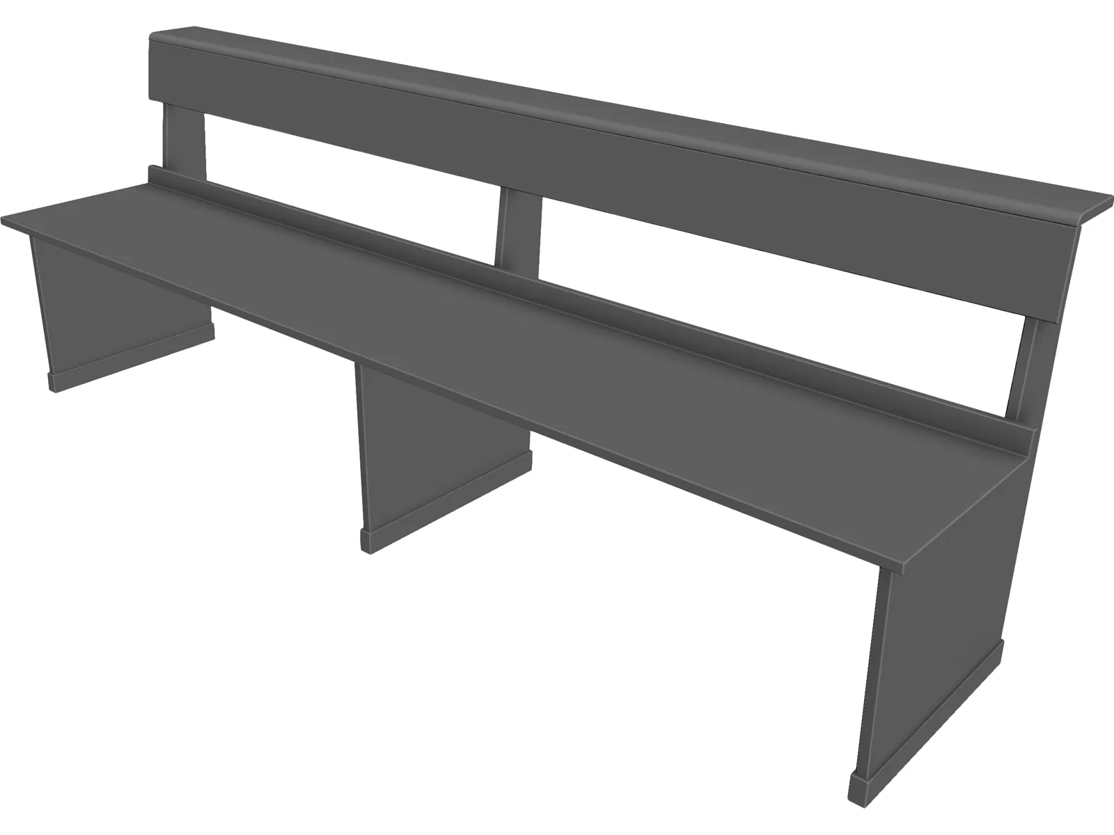 Church Bench Long 3D Model main preview