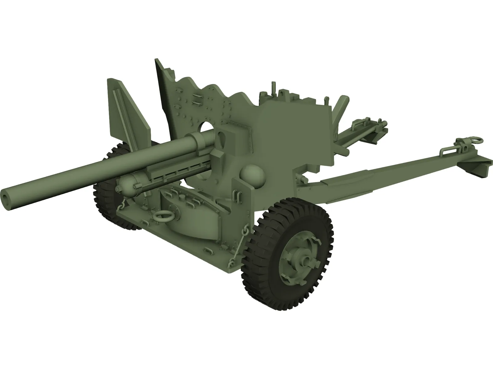 6 Pounder Anti-Tank Gun 3D Model main preview