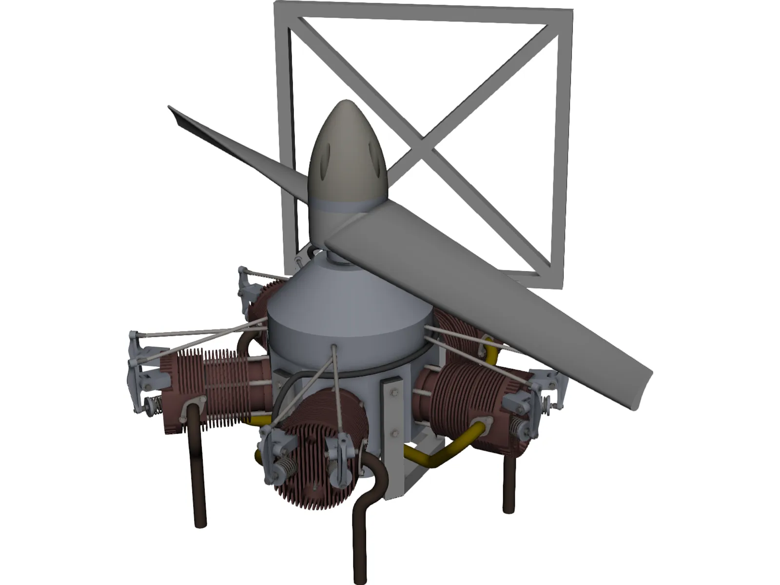 Edwards Five Cylinder Radial Gas Engine 3D Model main preview