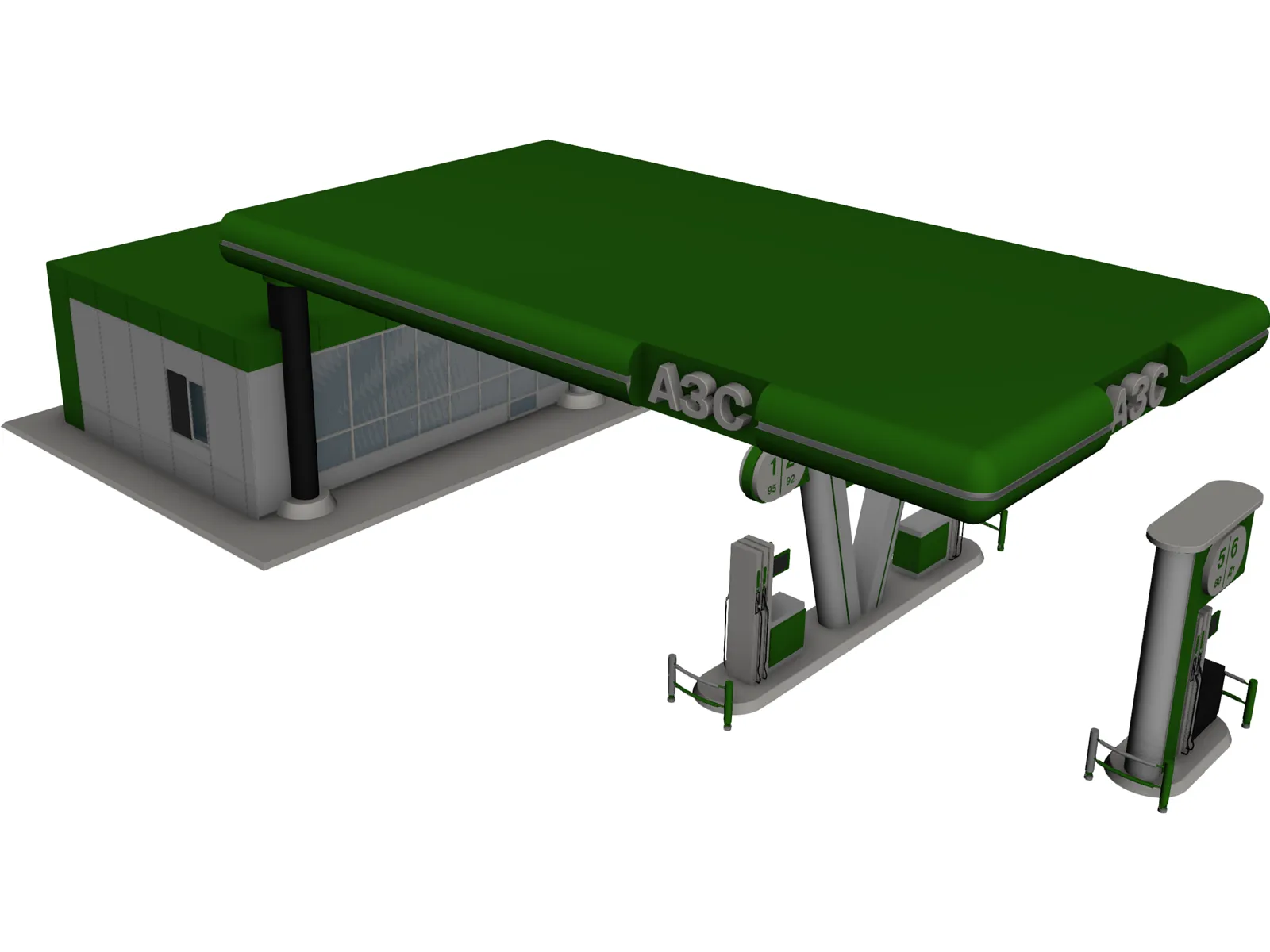 Gas Station 3D Model main preview