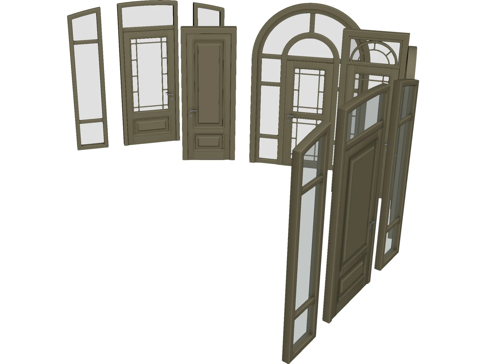 Wood Doors Collection 3D Model main preview