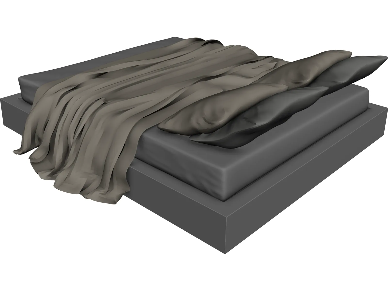 Queen Size Twin Bed 3D Model main preview