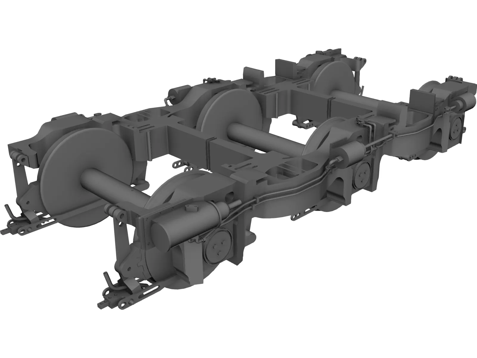 Locomotive Bogie 3 Axle 3D Model main preview
