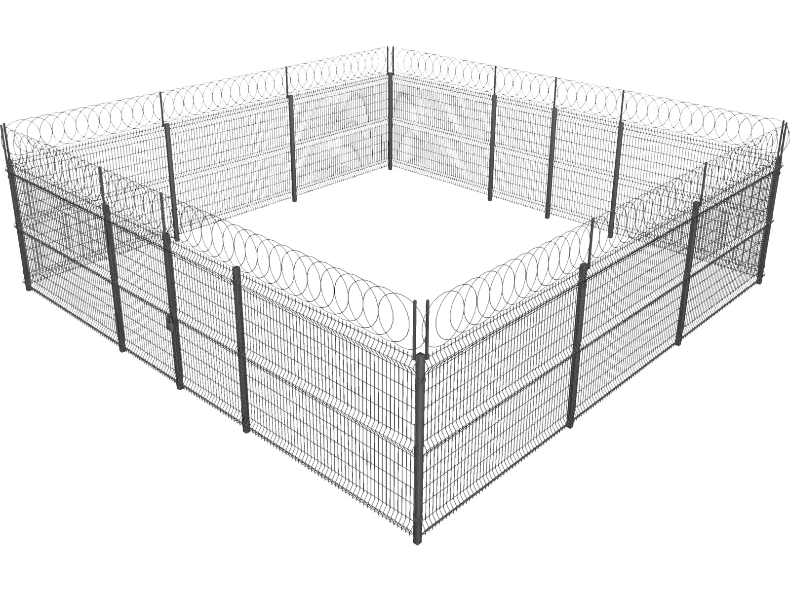 Metallic Fence 3D Model main preview