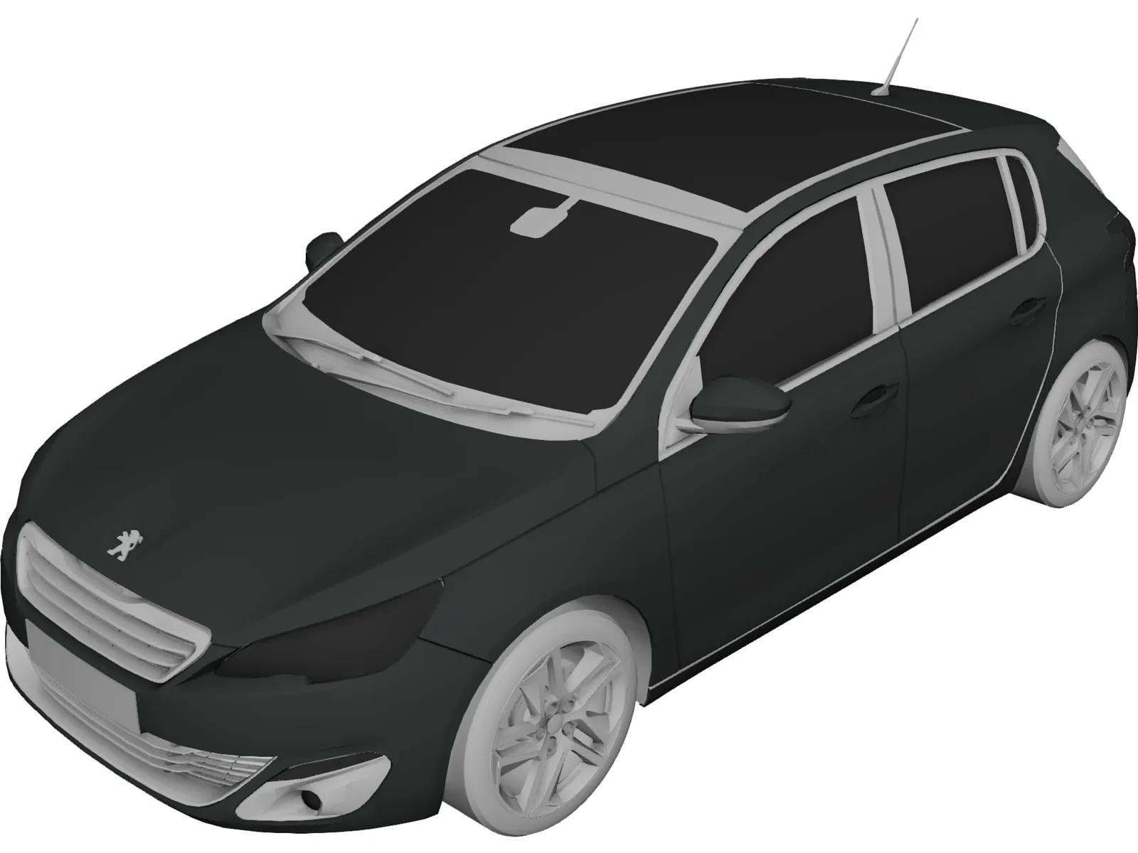 Peugeot 308 (2014) 3D Model main preview