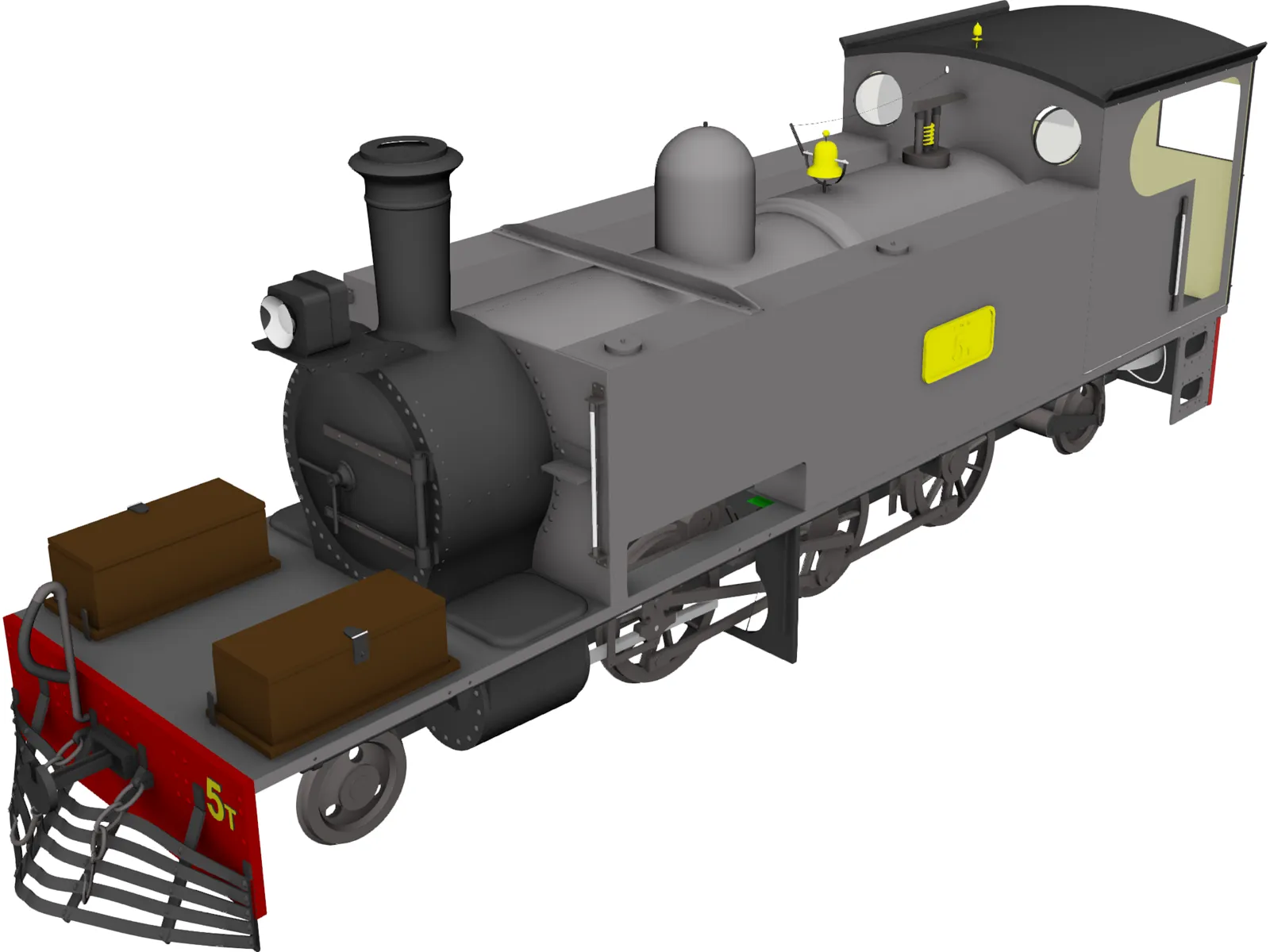 Narrow Gauge Steam Locomotive 3D Model main preview