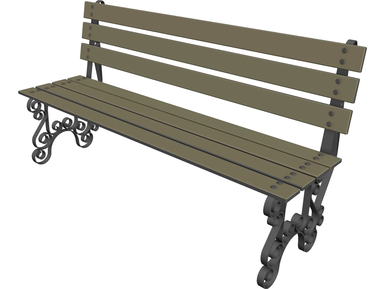Bench 3D Model main preview