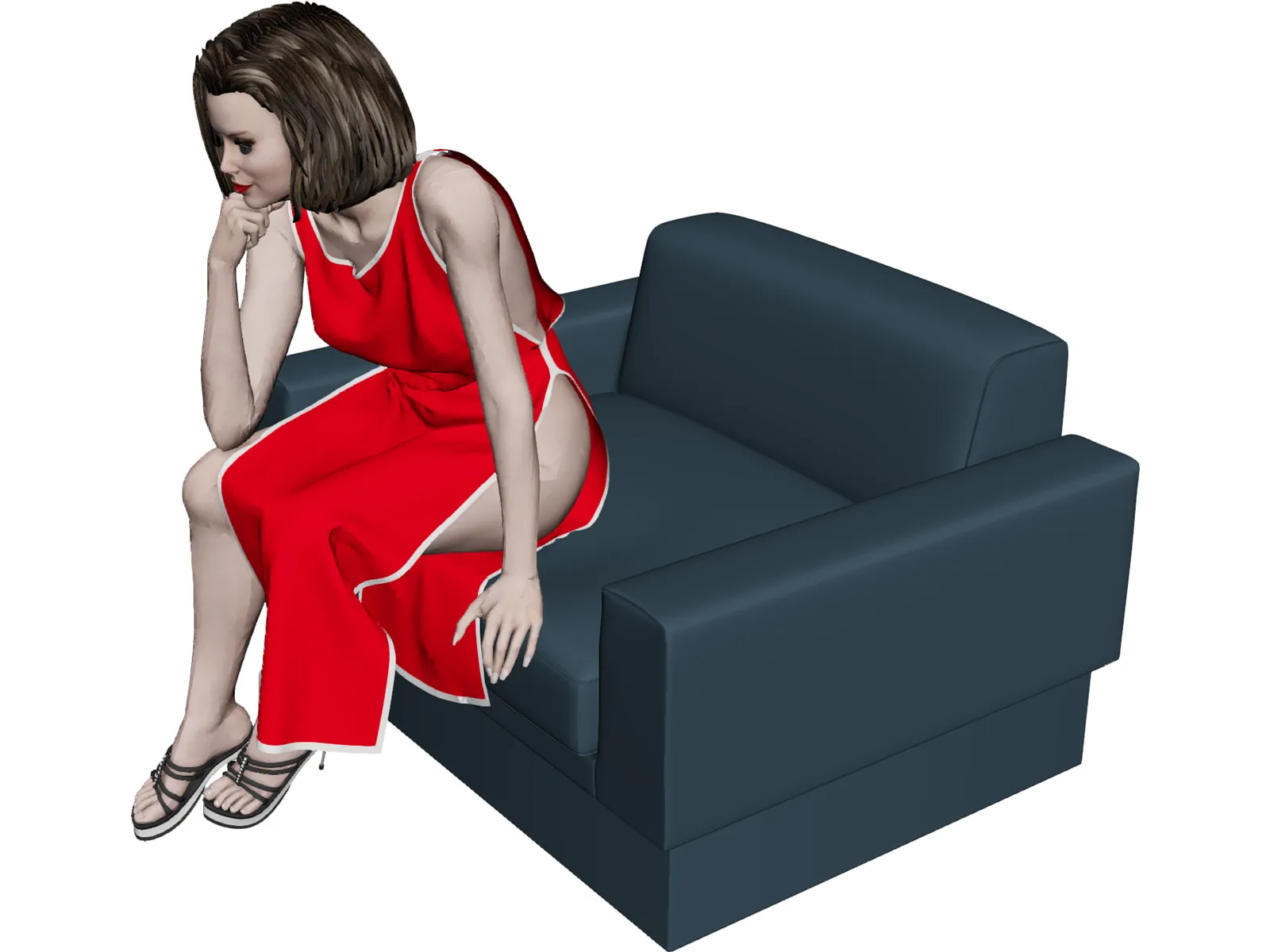 Female Sitting on Chair 3D Model main preview