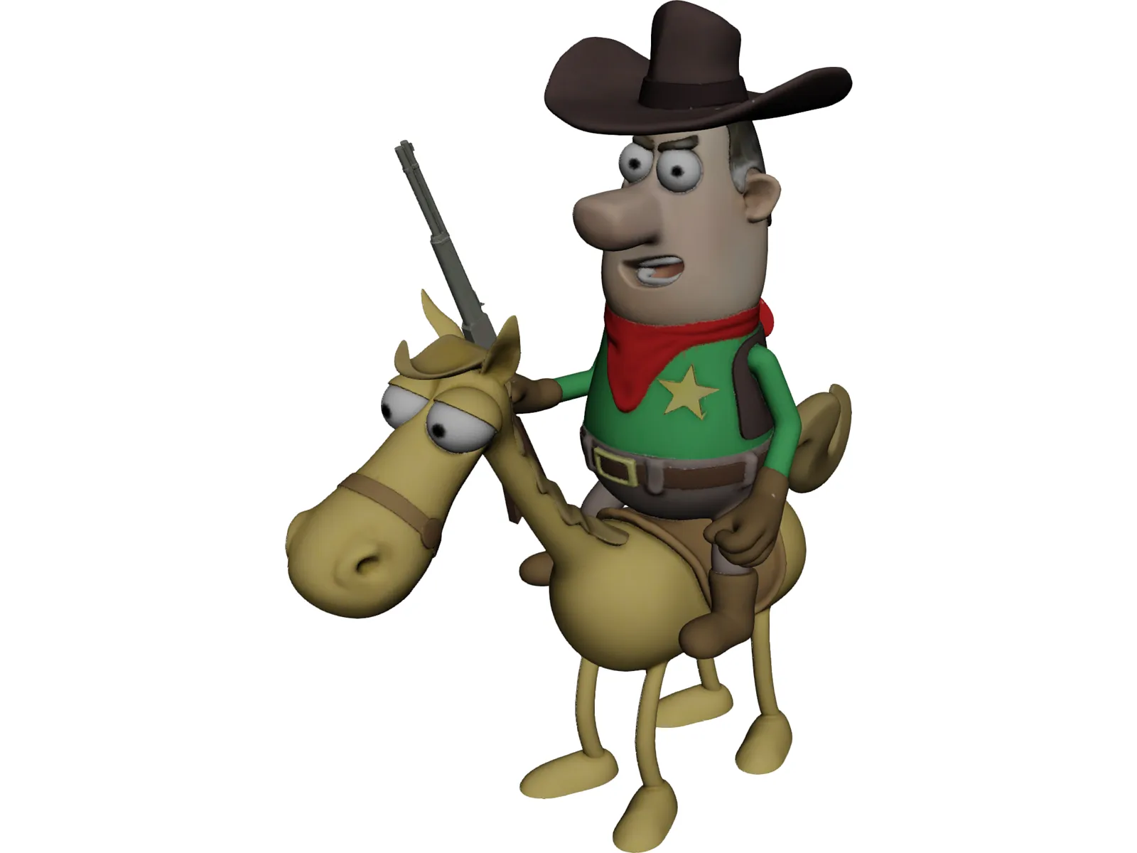 Cowboy with Horse 3D Model main preview