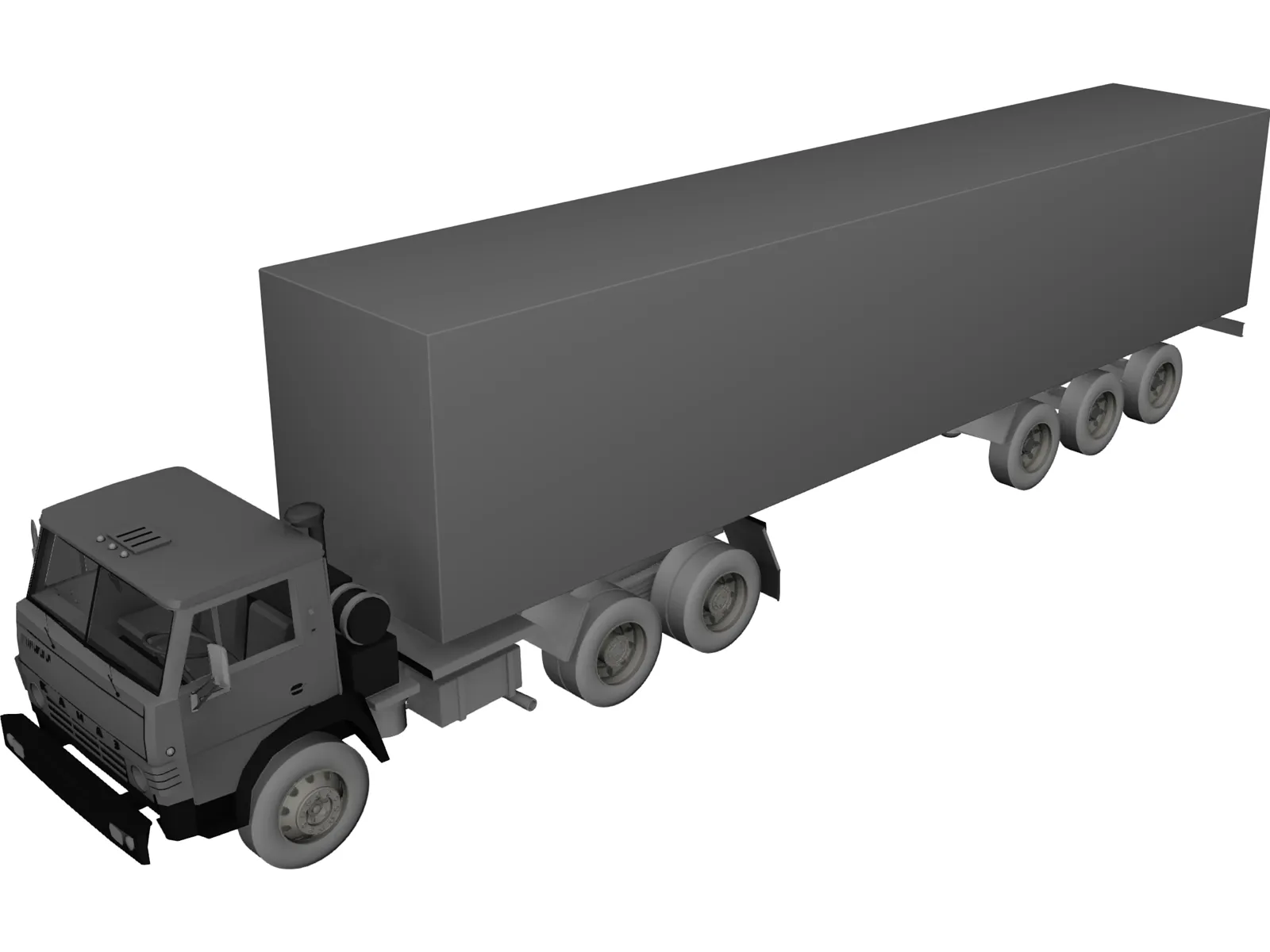 Kamaz with Trailer 3D Model main preview