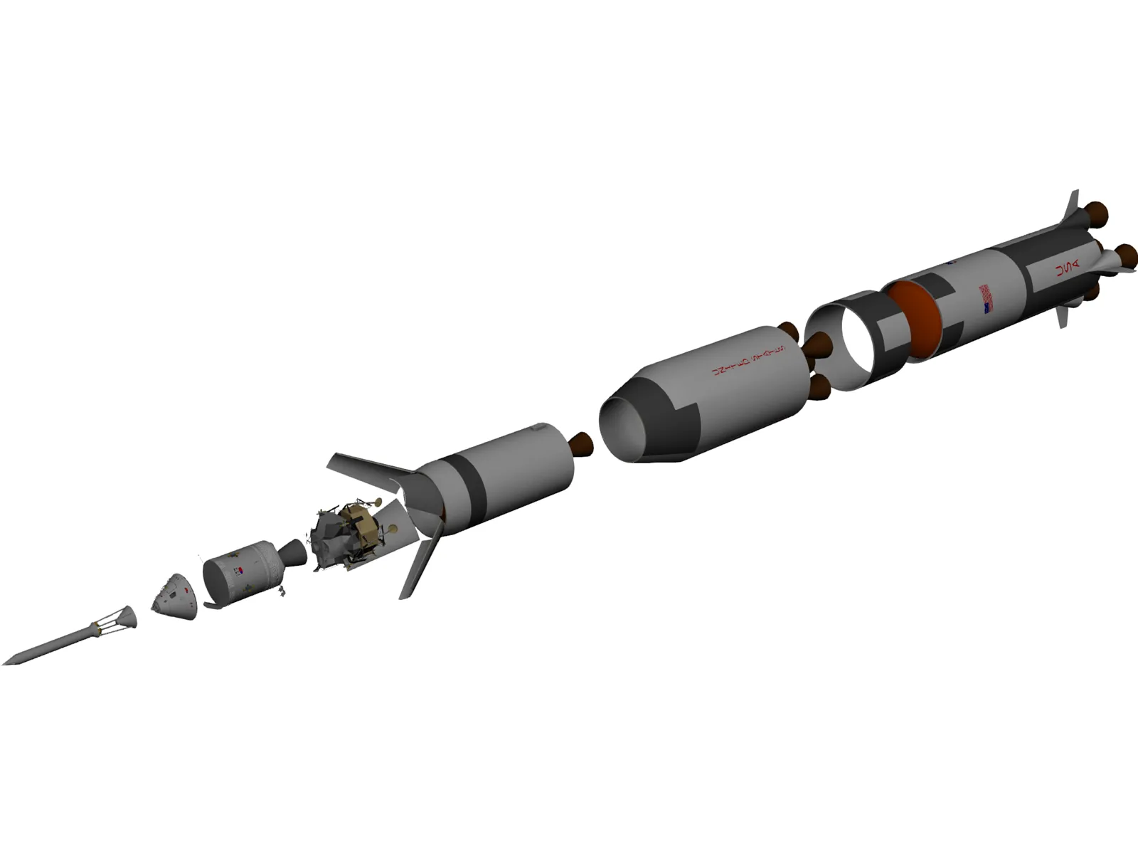 Apollo Saturn V Rocket 3D Model main preview