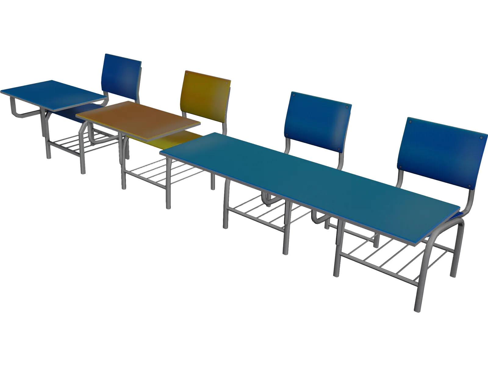 School Chairs 3D Model main preview