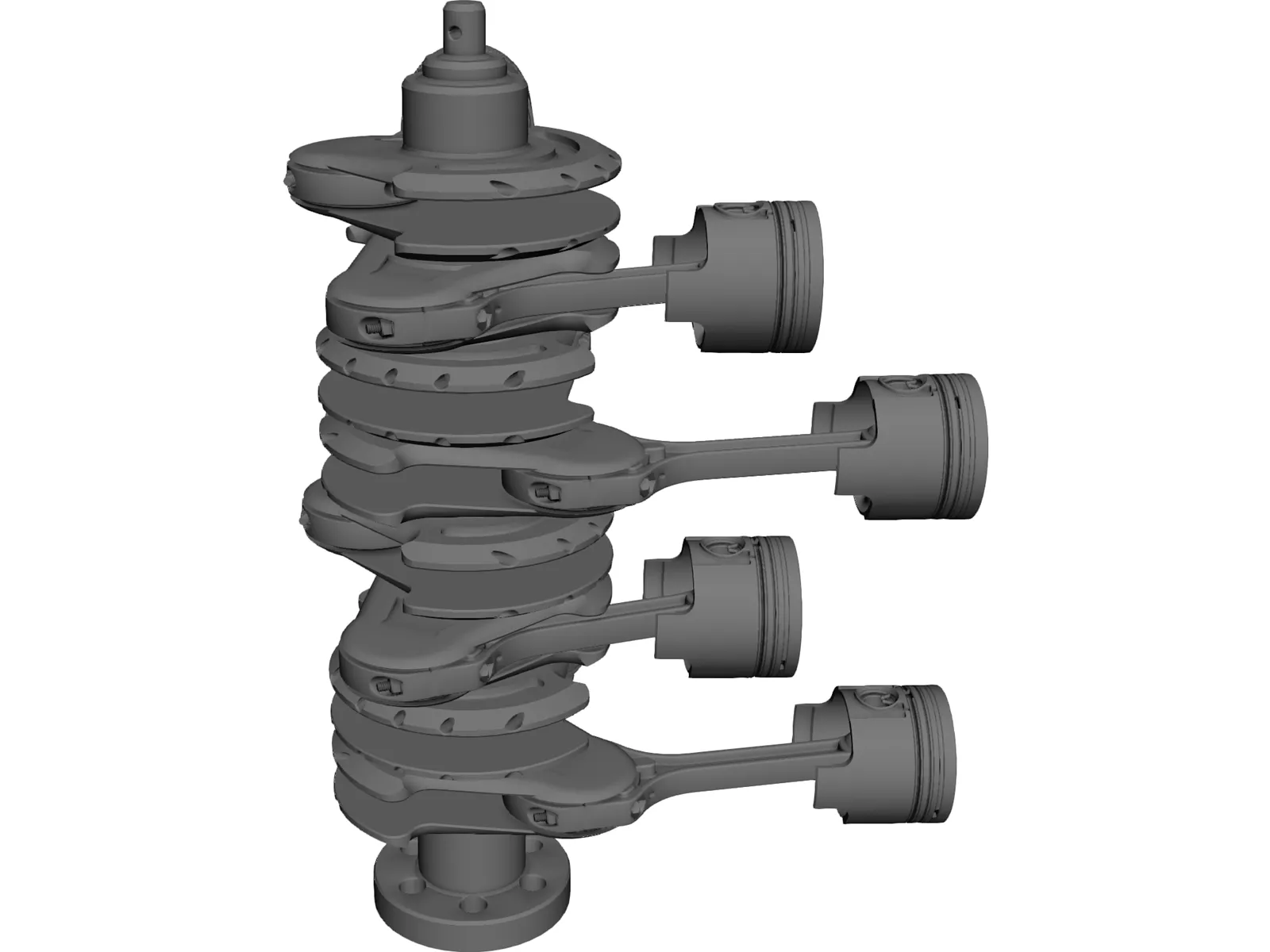 V8 Engine Crankshaft and Pistons 3D Model main preview