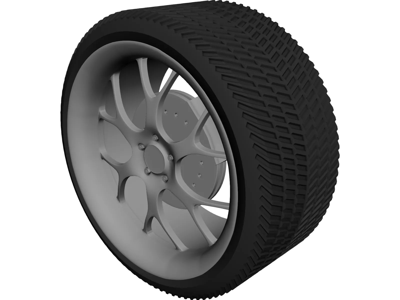 Wheel and Tyre 3D Model main preview