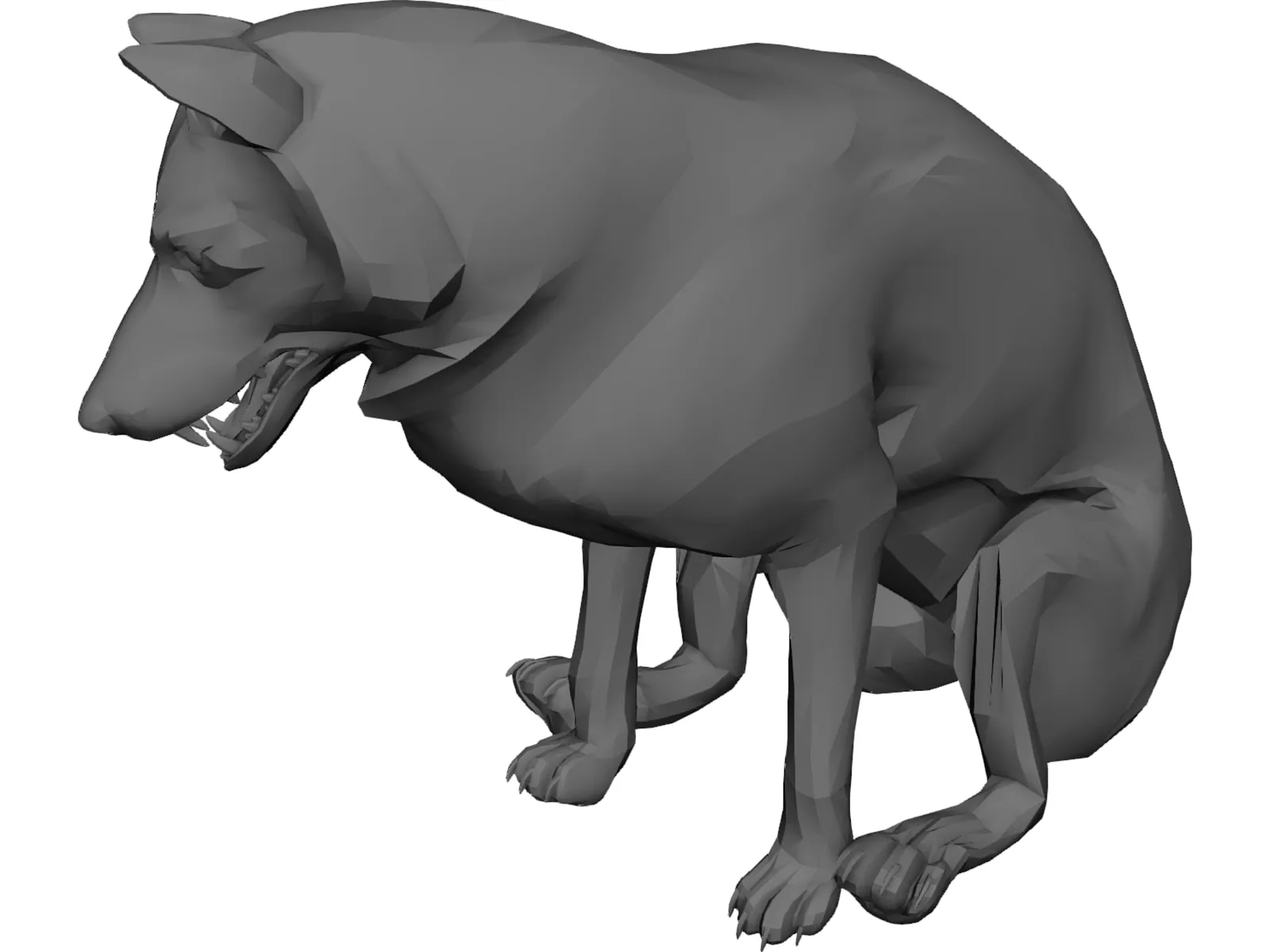 Wolf Sitting 3D Model main preview