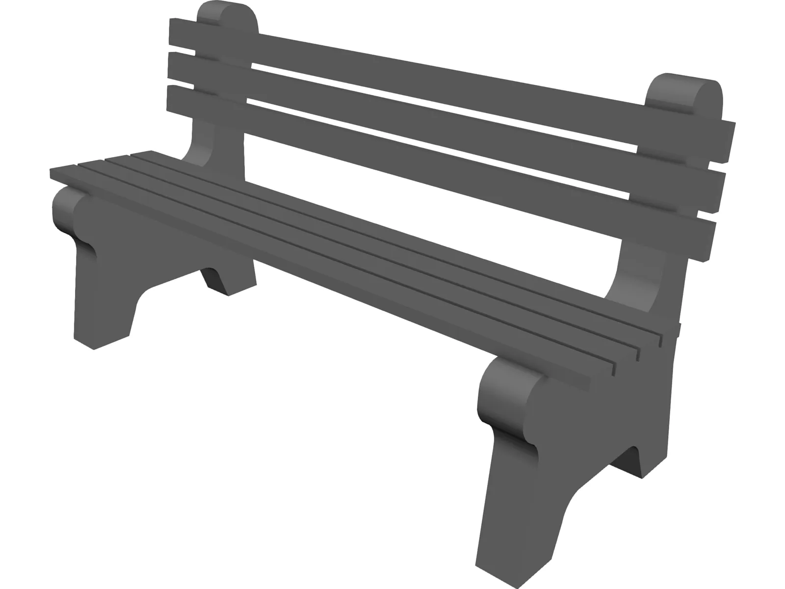 Bench Park and Slats 3D Model main preview