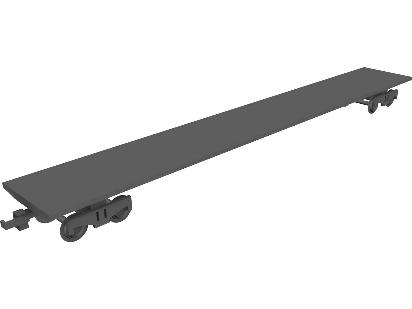 Flat Train Section 3D Model main preview