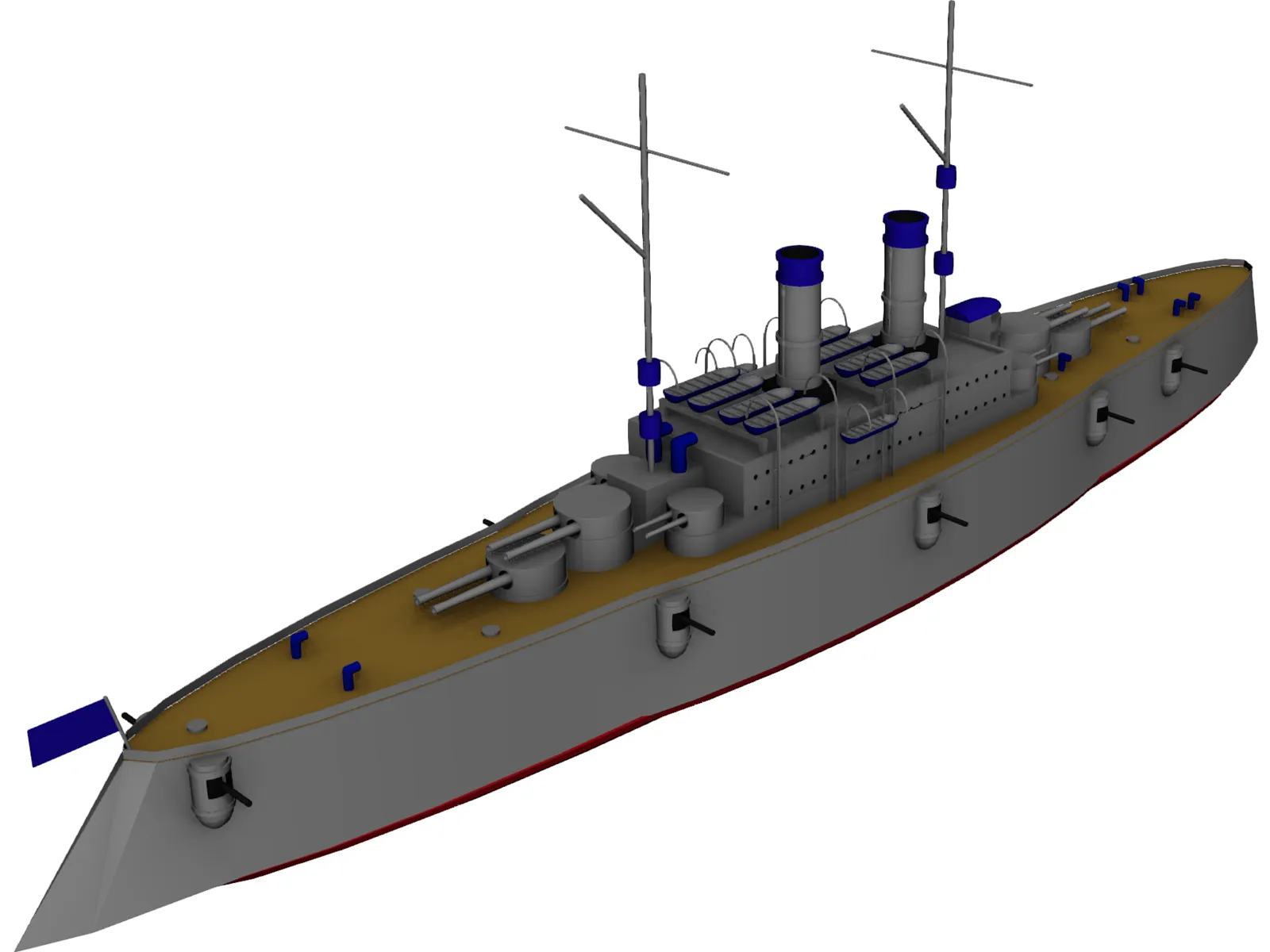 Casemate Battleship 3D Model main preview