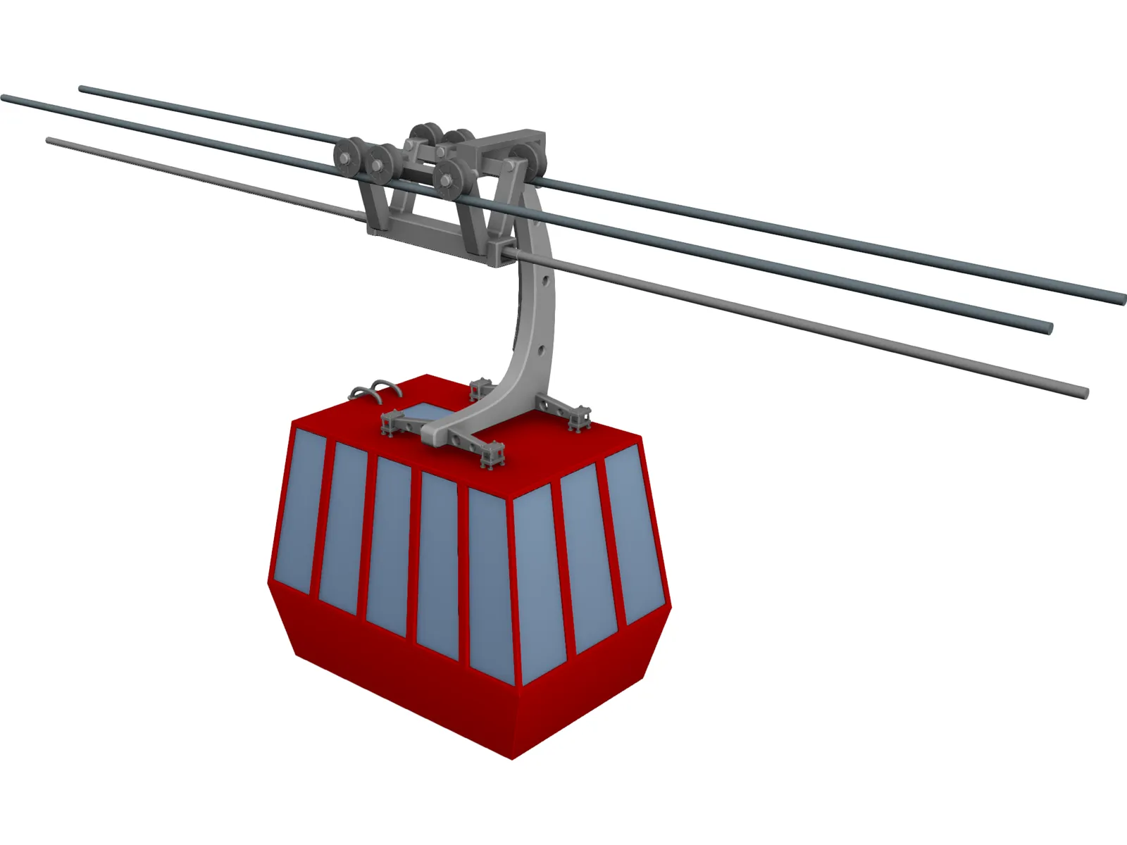 Three-Aerial Ropeway 3D Model main preview