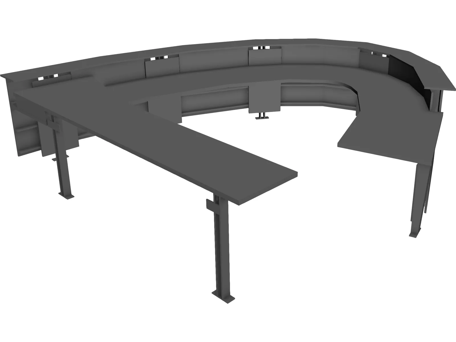 Desk Curved Reception 3D Model main preview