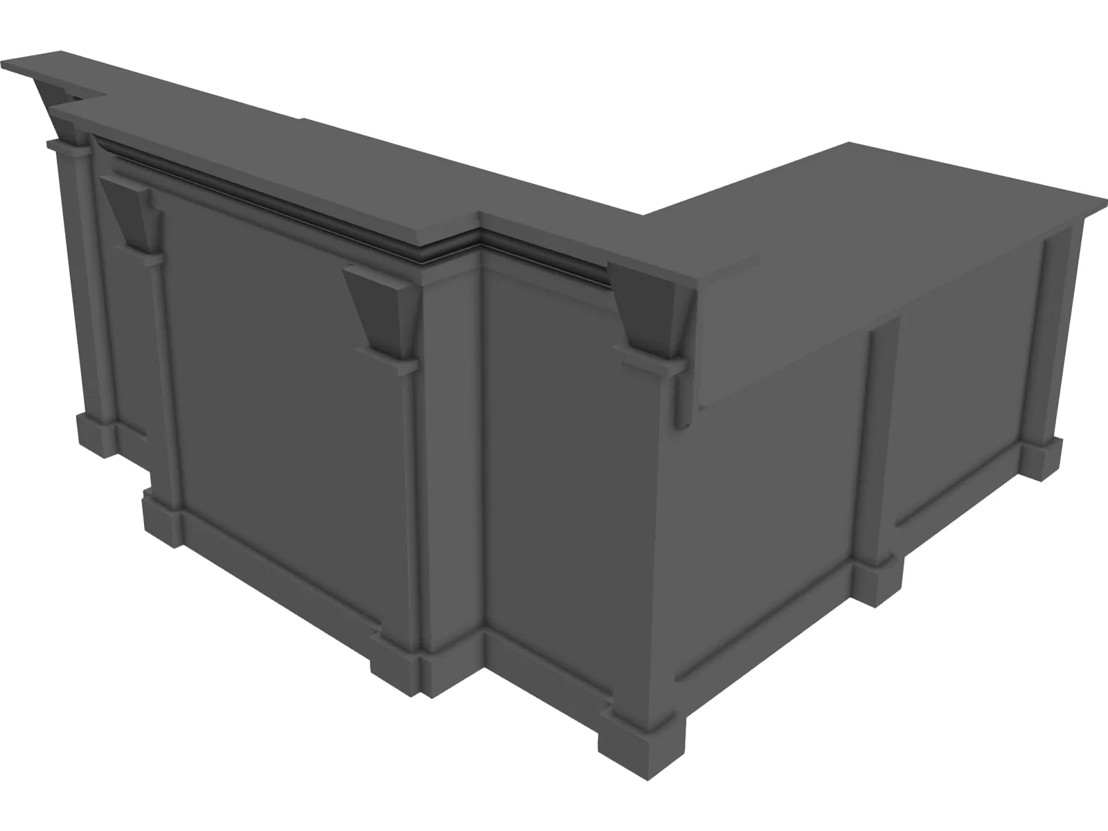 Desk L-Shaped Reception 3D Model main preview