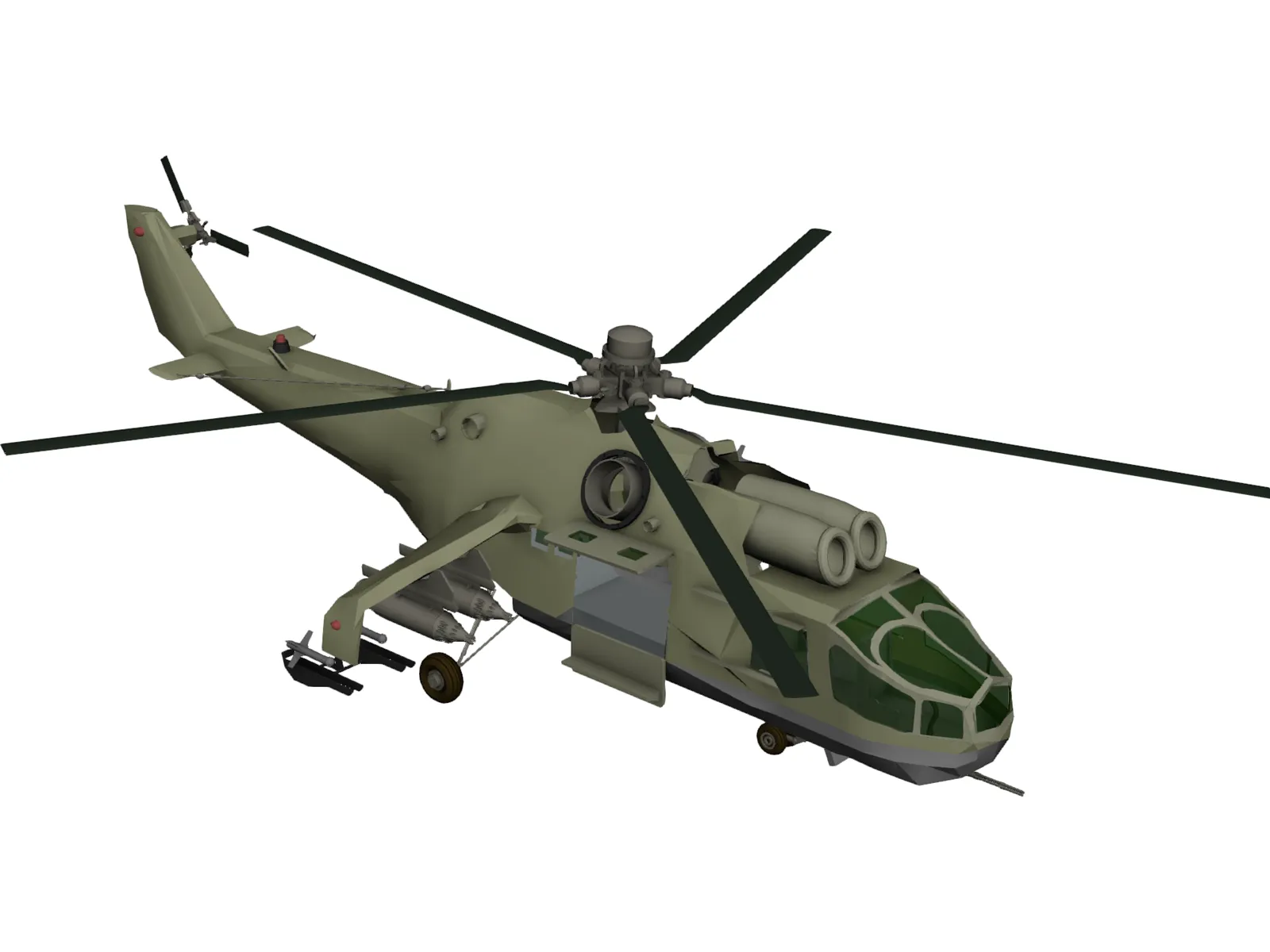 Mil Mi-24 Hind B 3D Model main preview